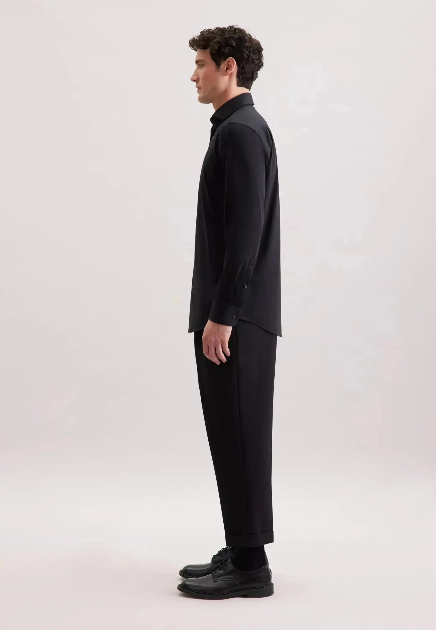 Seidensticker Regular Fit Kent Collar Jersey Shirt Black - northern threads