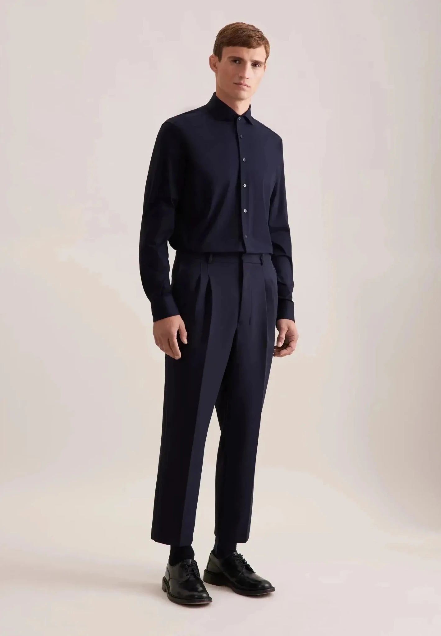 Seidensticker Regular Fit Kent Collar Jersey Shirt Dark Blue - northern threads
