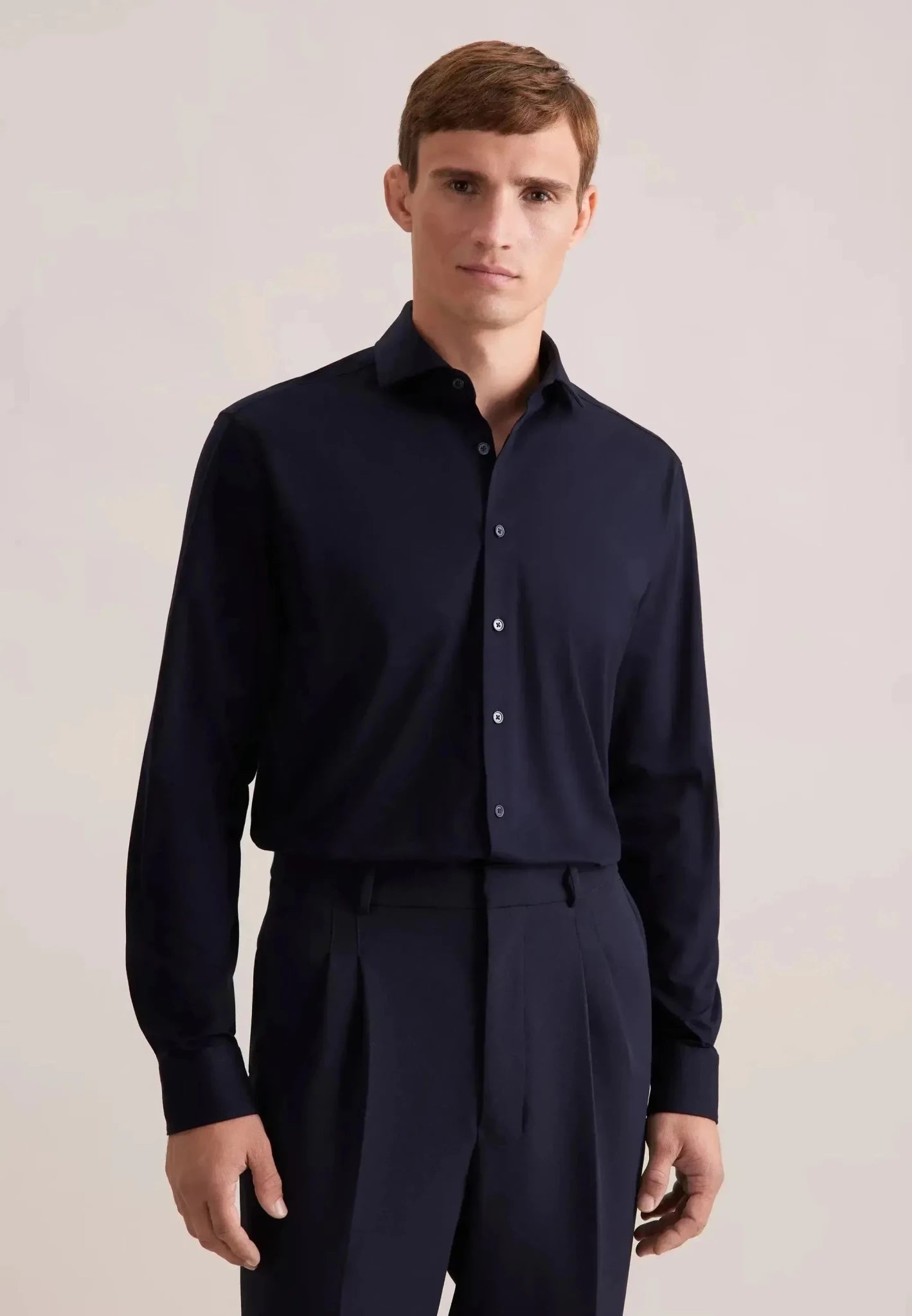 Seidensticker Regular Fit Kent Collar Jersey Shirt Dark Blue - northern threads