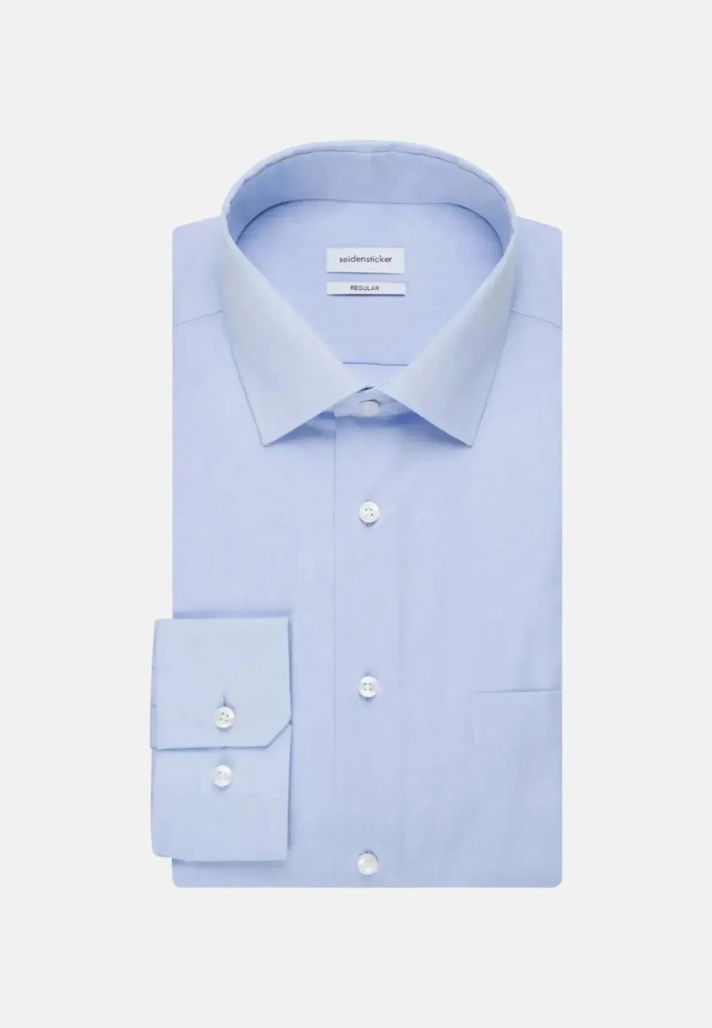 Seidensticker Regular Fit No Iron Kent Collar Business Shirt Light Blue - northern threads