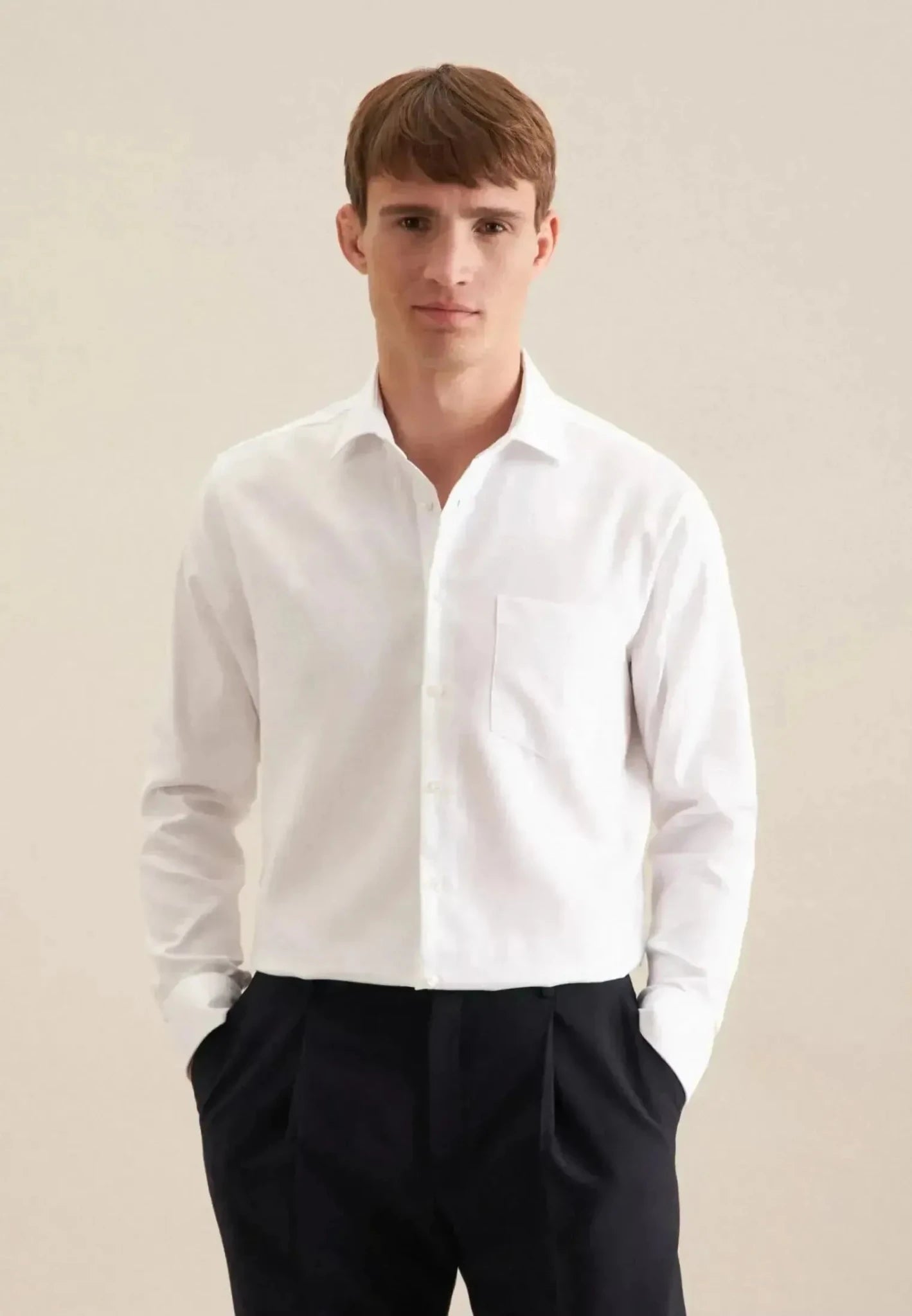 Seidensticker Regular Fit No Iron Kent Collar Business Shirt White - northern threads