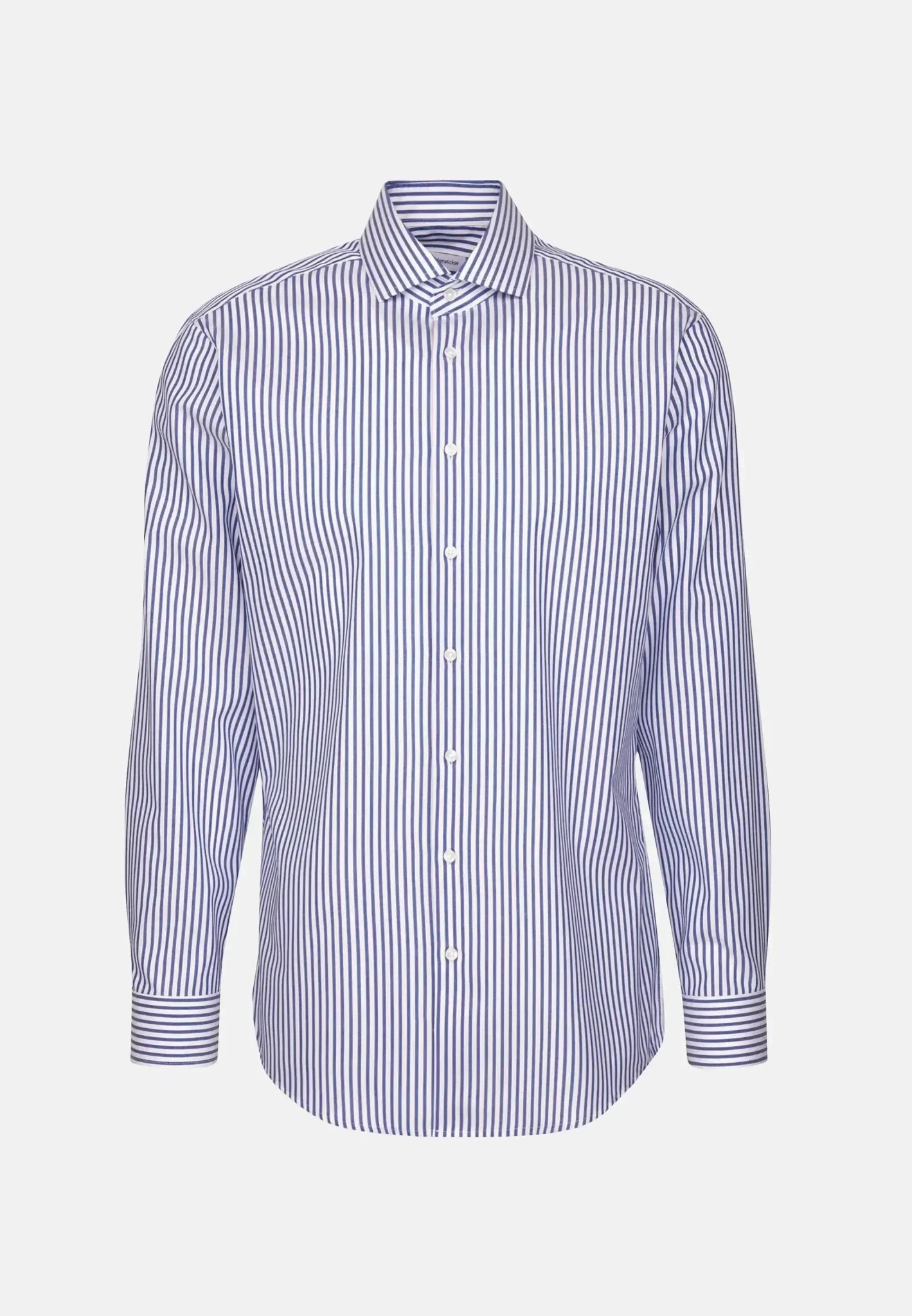 Seidensticker Regular Fit No Iron Spread Kent Structured Stripe Business Shirt Mid Blue - 01.146167-15-38 - northern threads uk