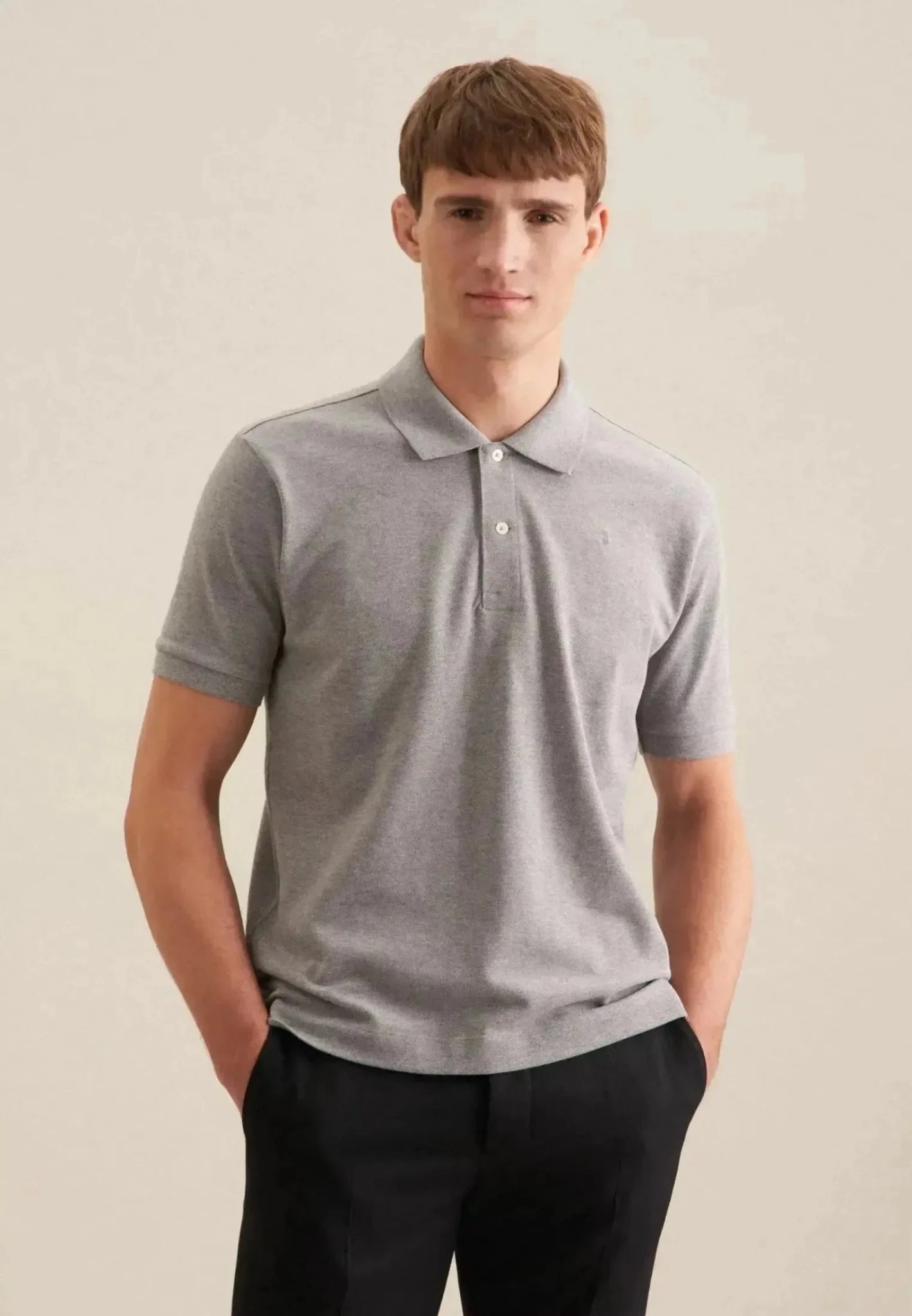 Seidensticker Regular Fit Pique Polo Shirt Light Grey - northern threads