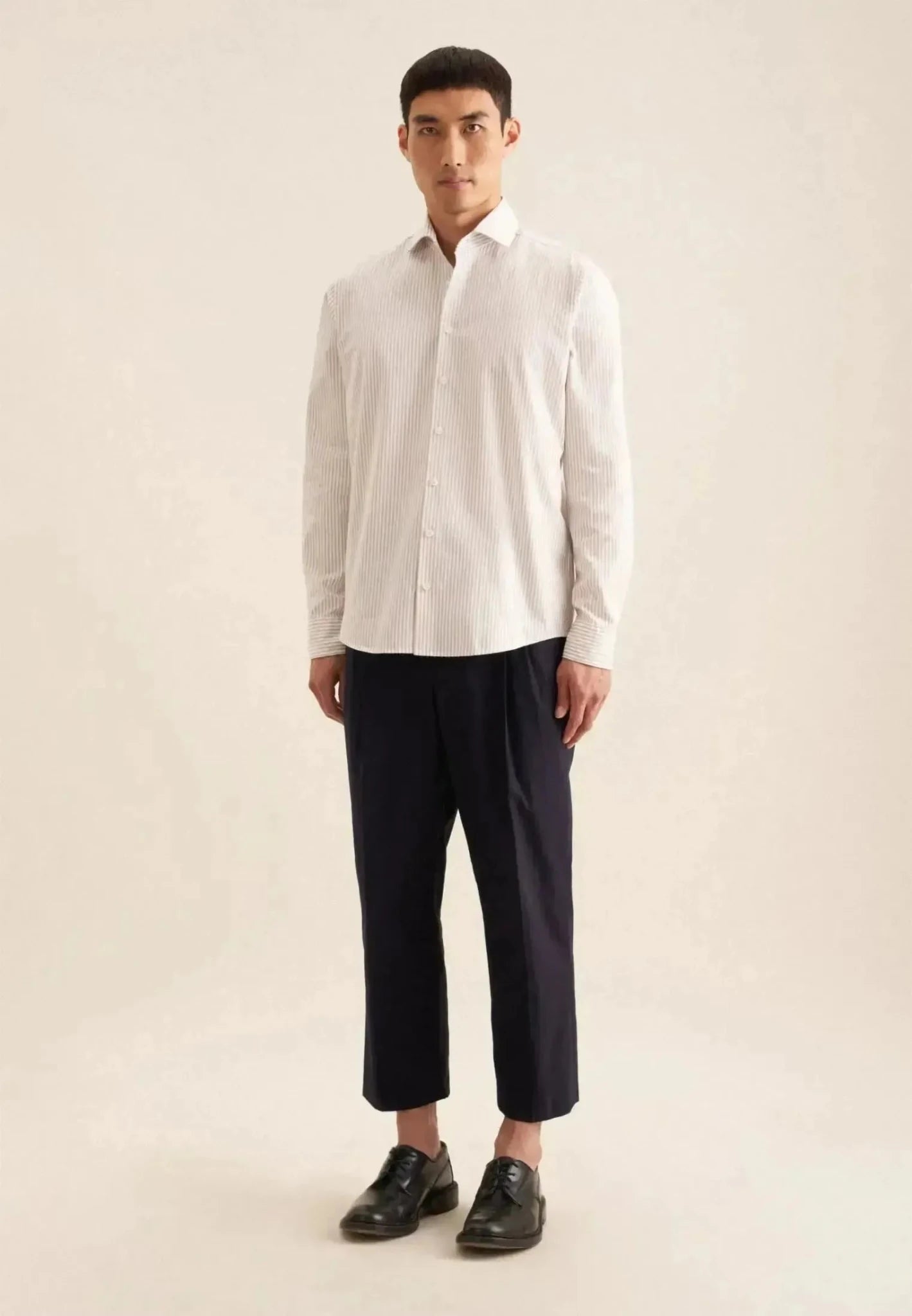 Seidensticker Regular Fit Spread Kent Striped Casual Shirt Beige - northern threads