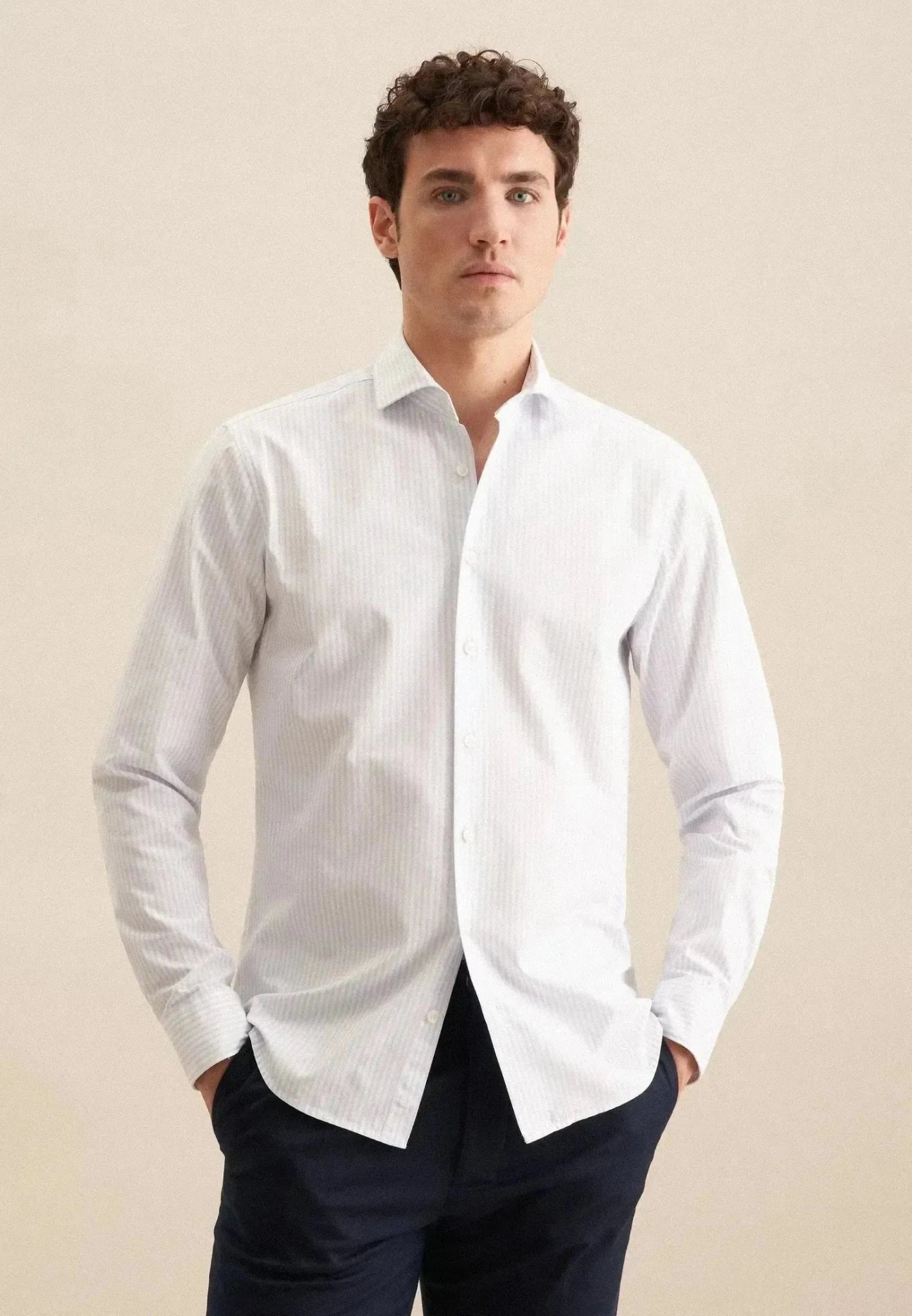 Seidensticker Regular Fit Spread Kent Striped Casual Shirt Light Blue - northern threads