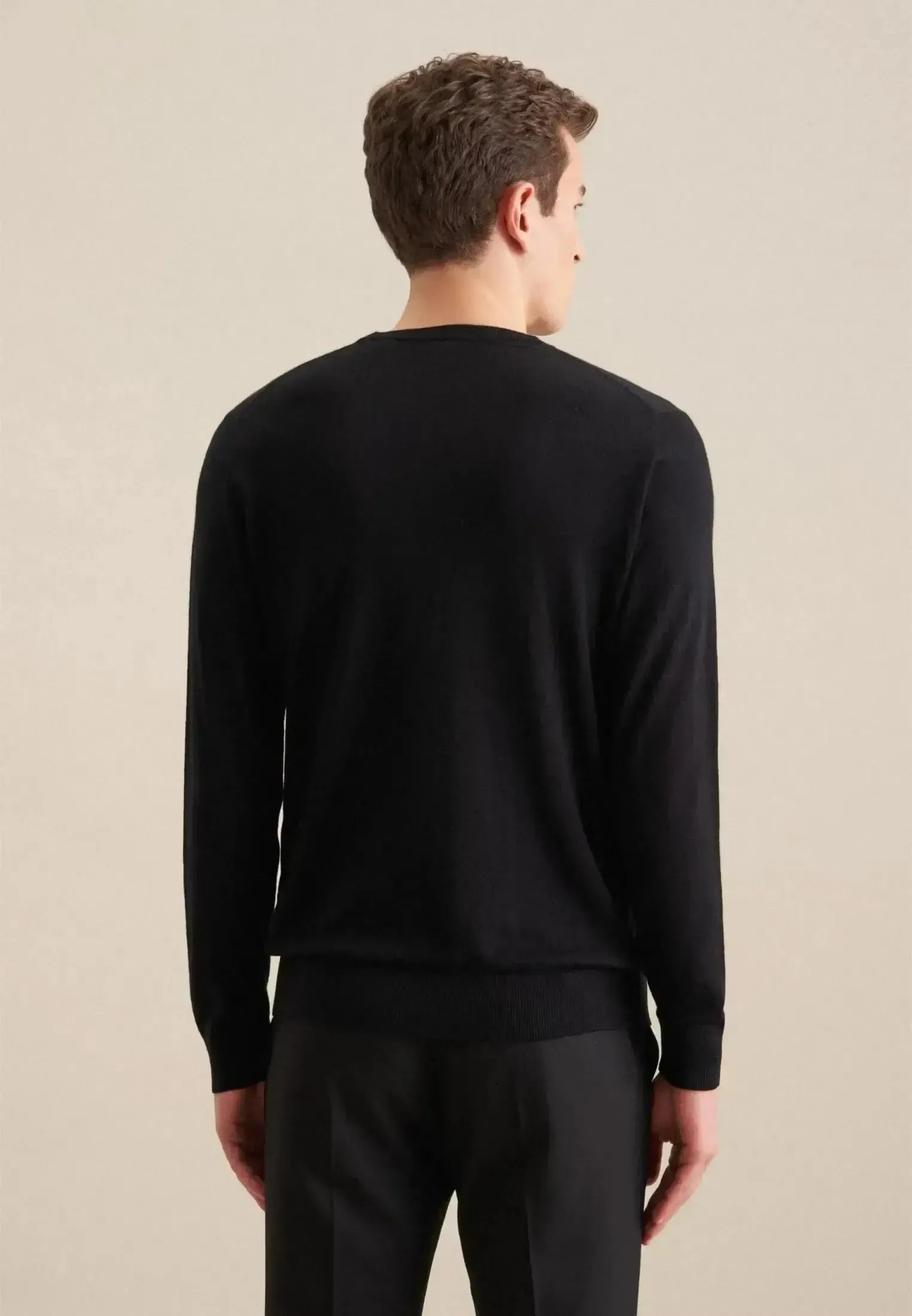 Seidensticker-Seidensticker Merino Wool Crewneck Knit Black-NORTHERN THREADS DESIGNER MENSWEAR