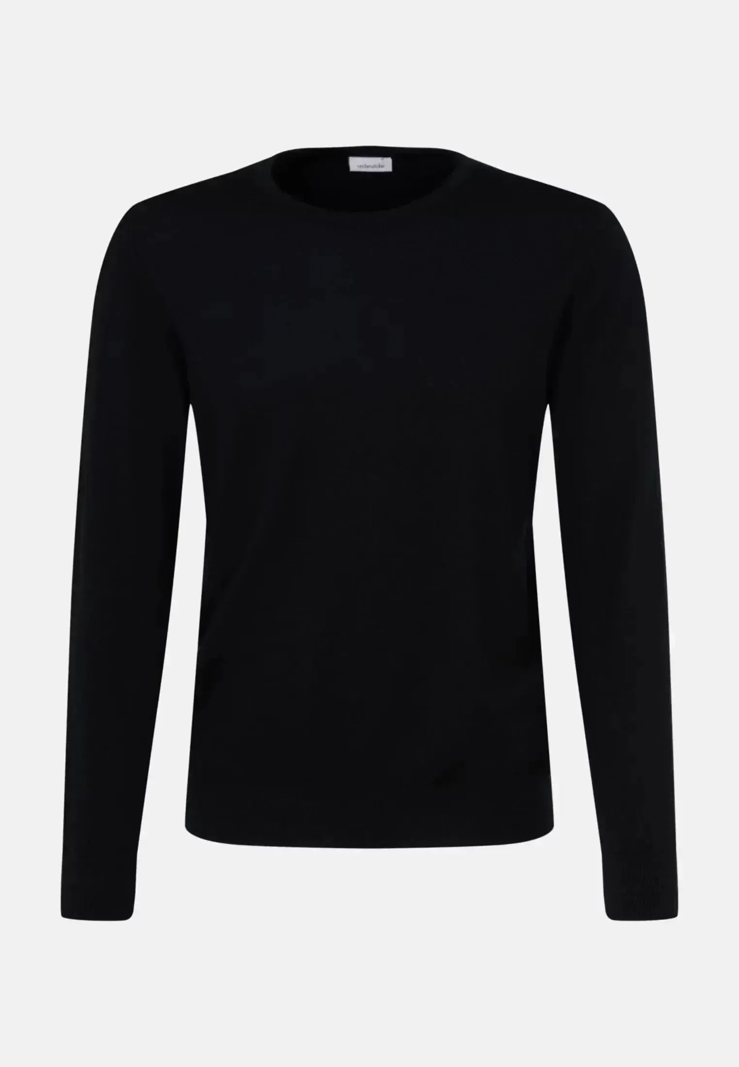 Seidensticker-Seidensticker Merino Wool Crewneck Knit Black-NORTHERN THREADS DESIGNER MENSWEAR