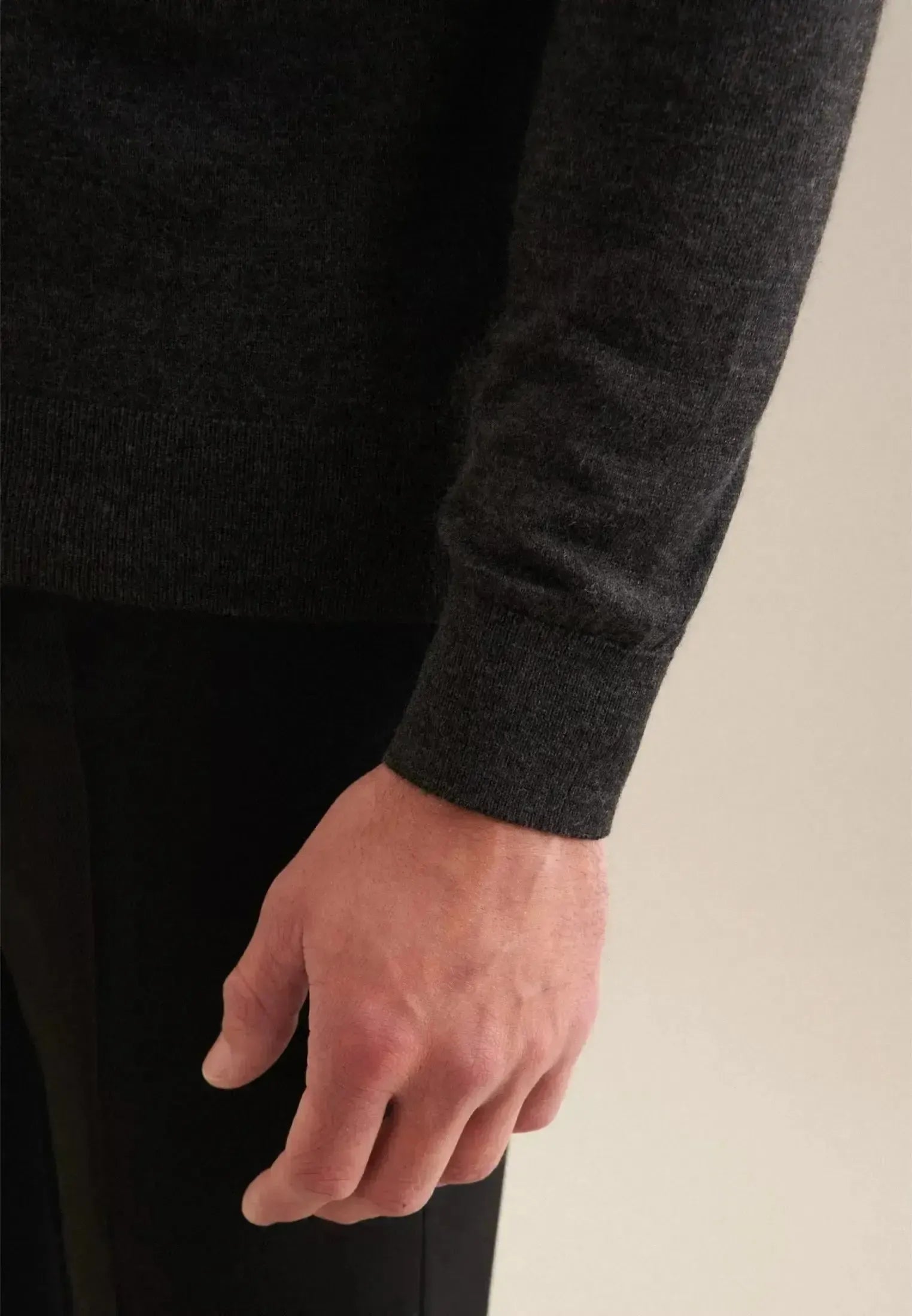 Seidensticker-Seidensticker Merino Wool Crewneck Knit Grey-NORTHERN THREADS DESIGNER MENSWEAR