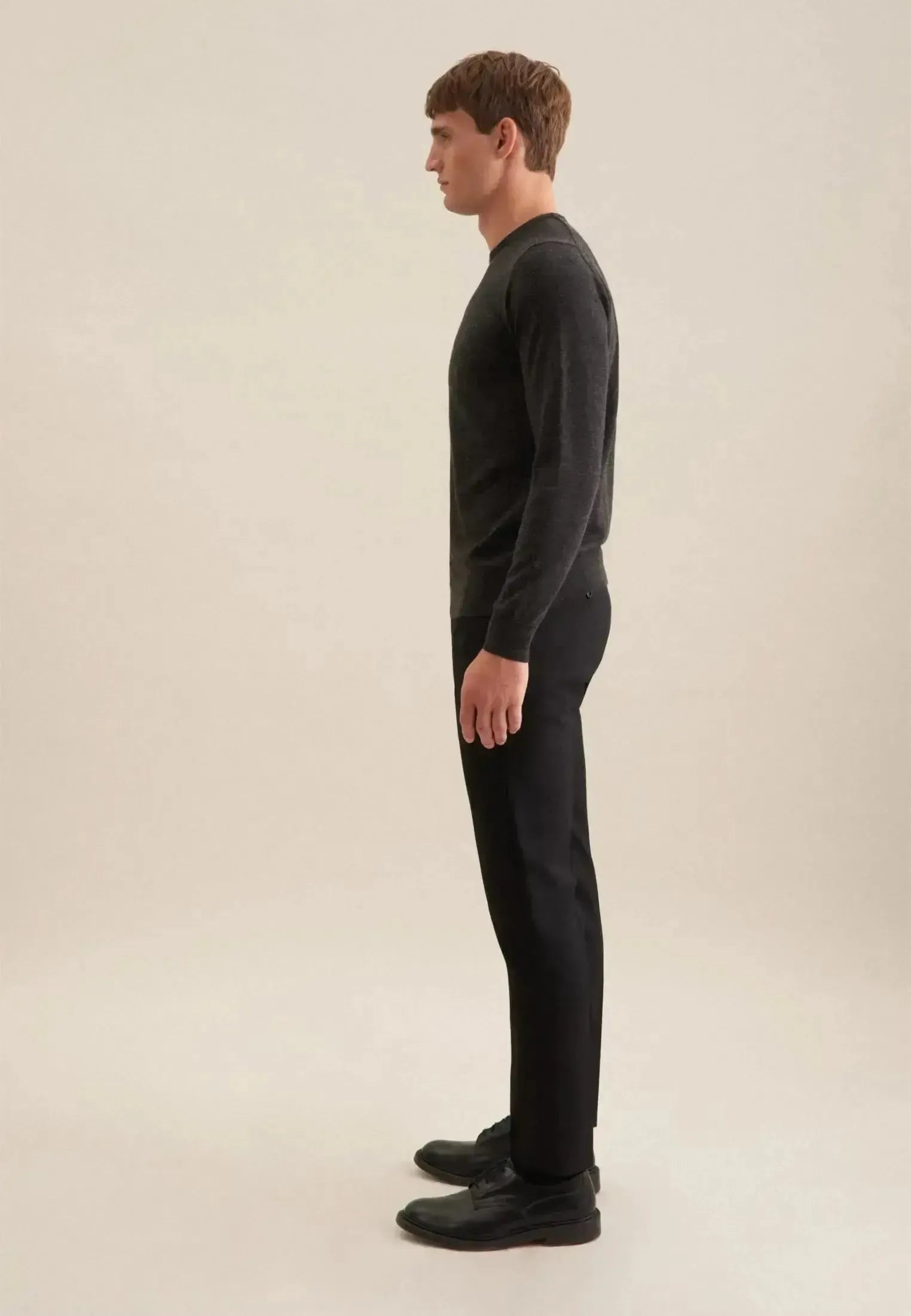 Seidensticker-Seidensticker Merino Wool Crewneck Knit Grey-NORTHERN THREADS DESIGNER MENSWEAR