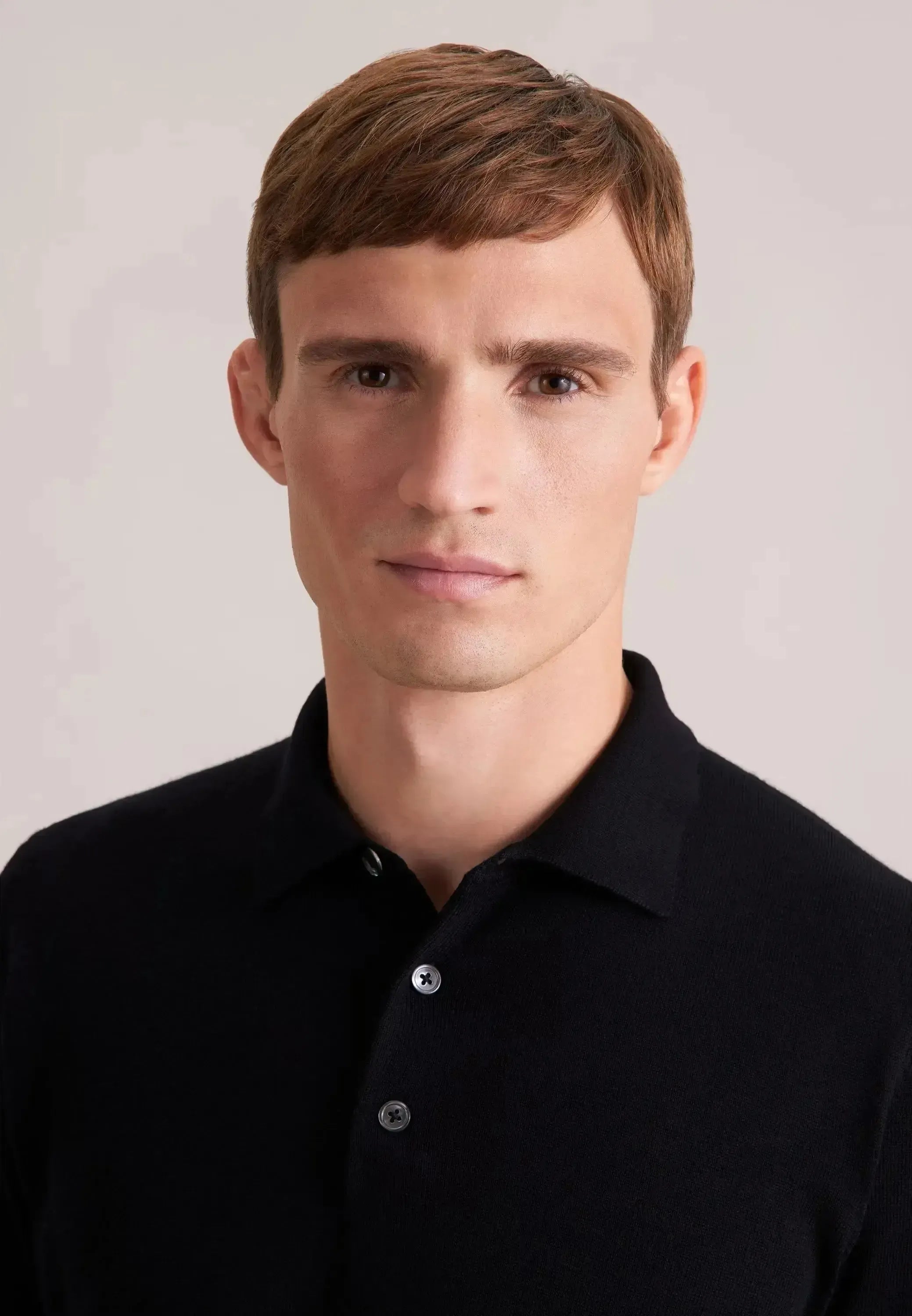 Seidensticker-Seidensticker Merino Wool Polo Collar Knit Black-NORTHERN THREADS DESIGNER MENSWEAR