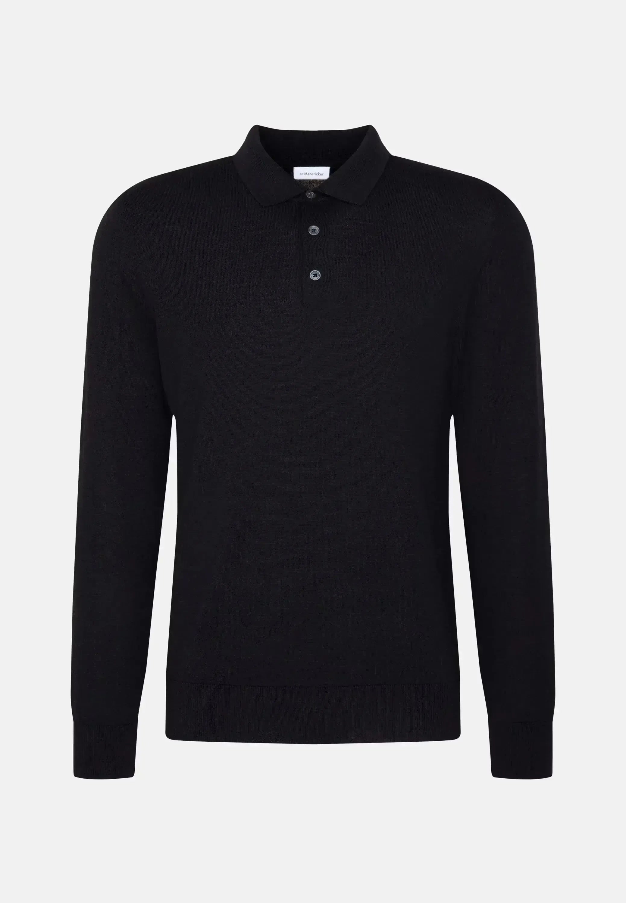 Seidensticker-Seidensticker Merino Wool Polo Collar Knit Dark Blue-NORTHERN THREADS DESIGNER MENSWEAR