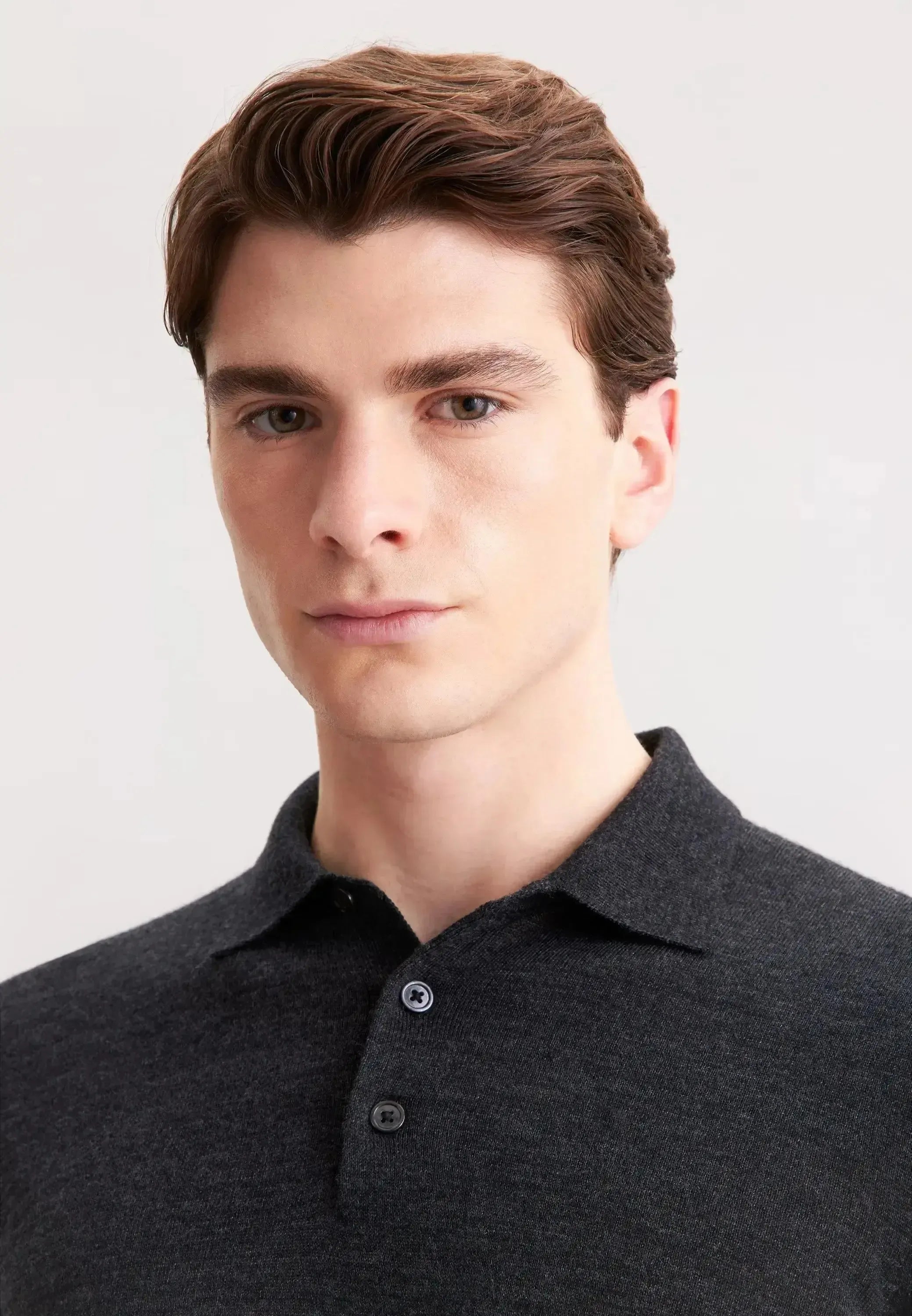 Seidensticker-Seidensticker Merino Wool Polo Collar Knit Grey-NORTHERN THREADS DESIGNER MENSWEAR