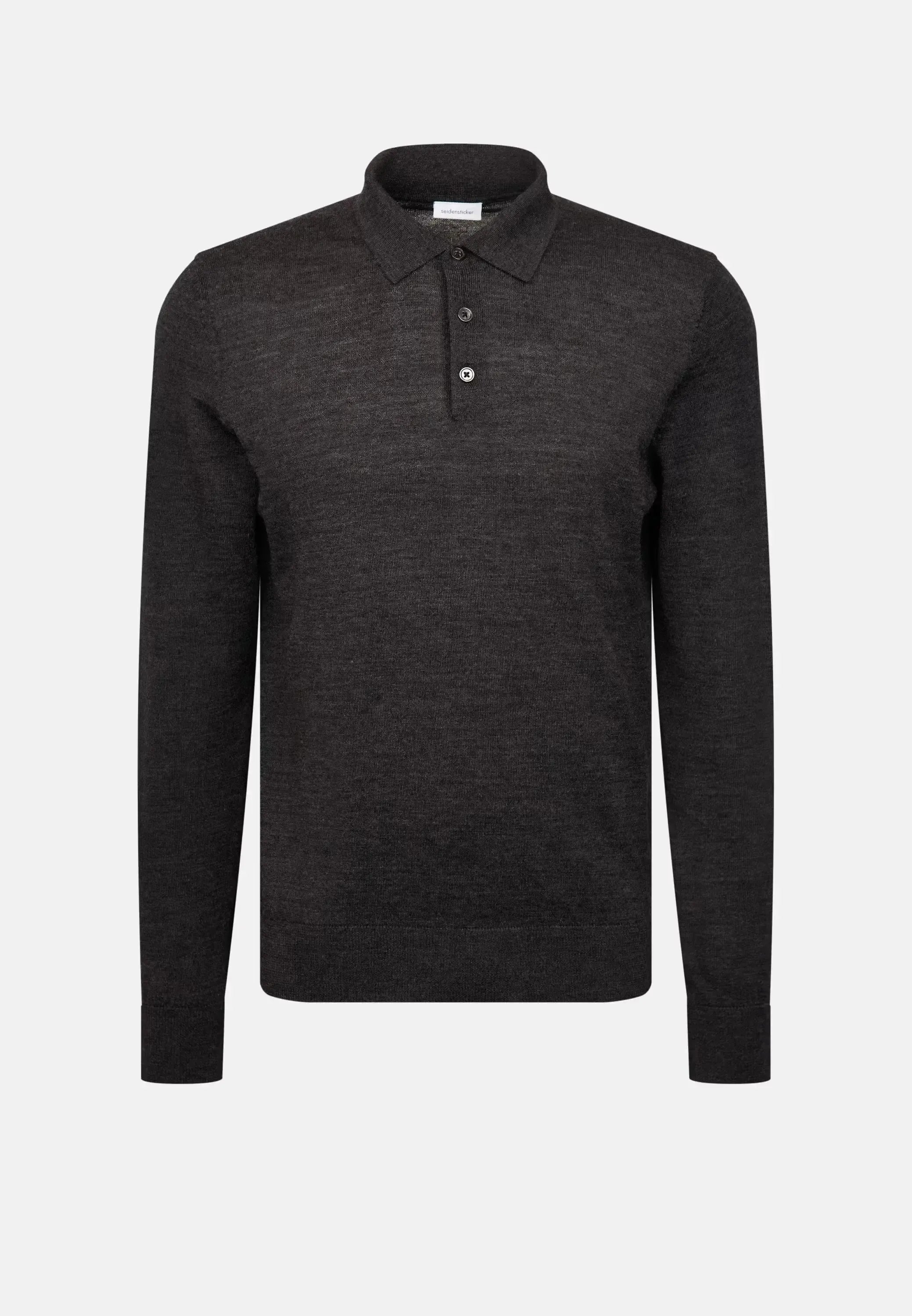 Seidensticker-Seidensticker Merino Wool Polo Collar Knit Grey-NORTHERN THREADS DESIGNER MENSWEAR