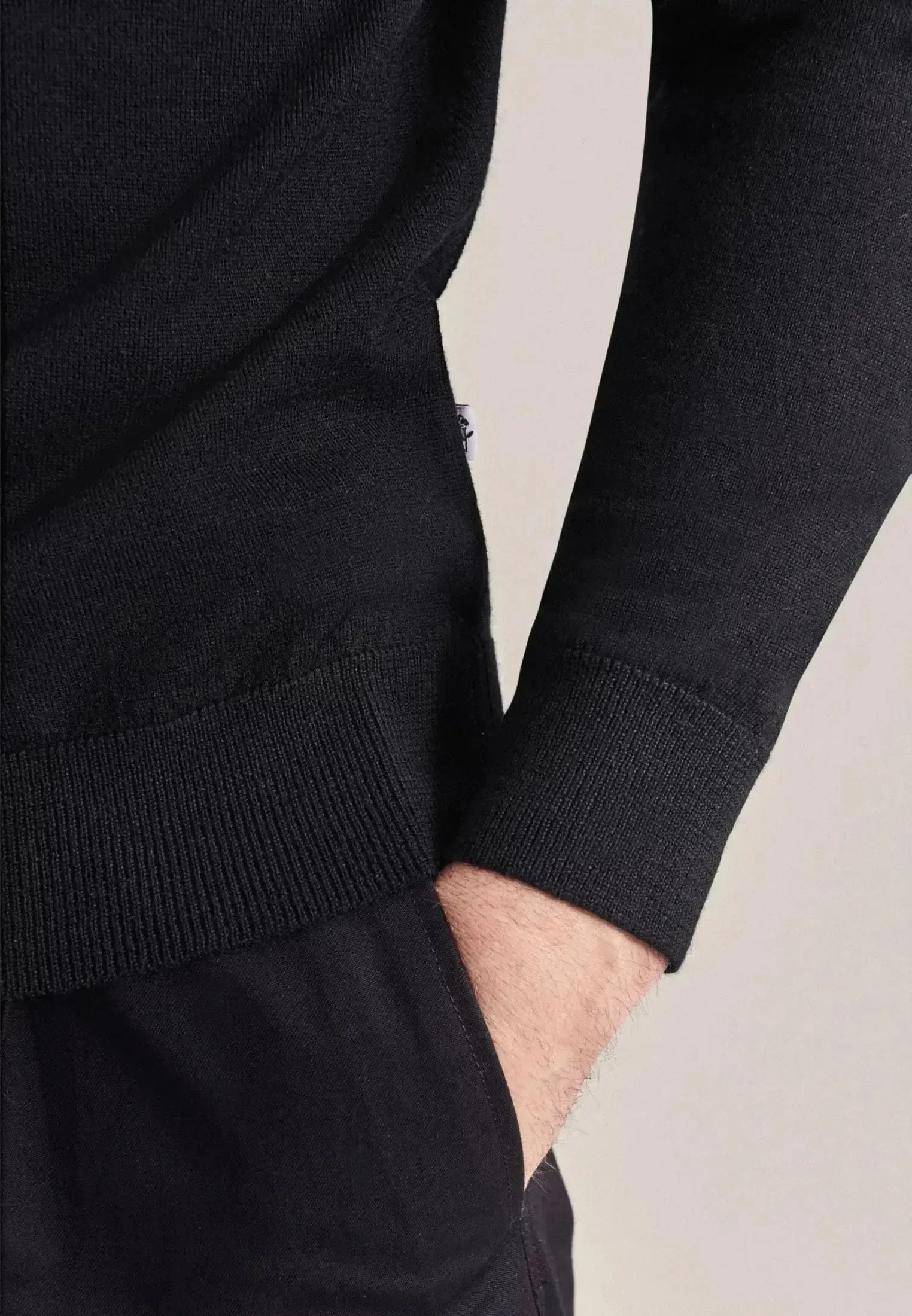 Seidensticker-Seidensticker Merino Wool Roll Neck Knit Black-NORTHERN THREADS DESIGNER MENSWEAR