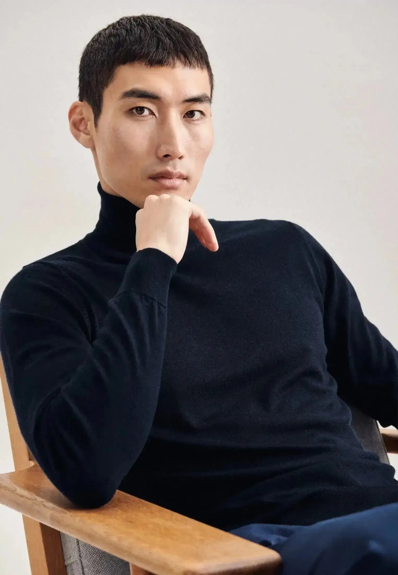 Seidensticker-Seidensticker Merino Wool Roll Neck Knit Dark Blue-NORTHERN THREADS DESIGNER MENSWEAR