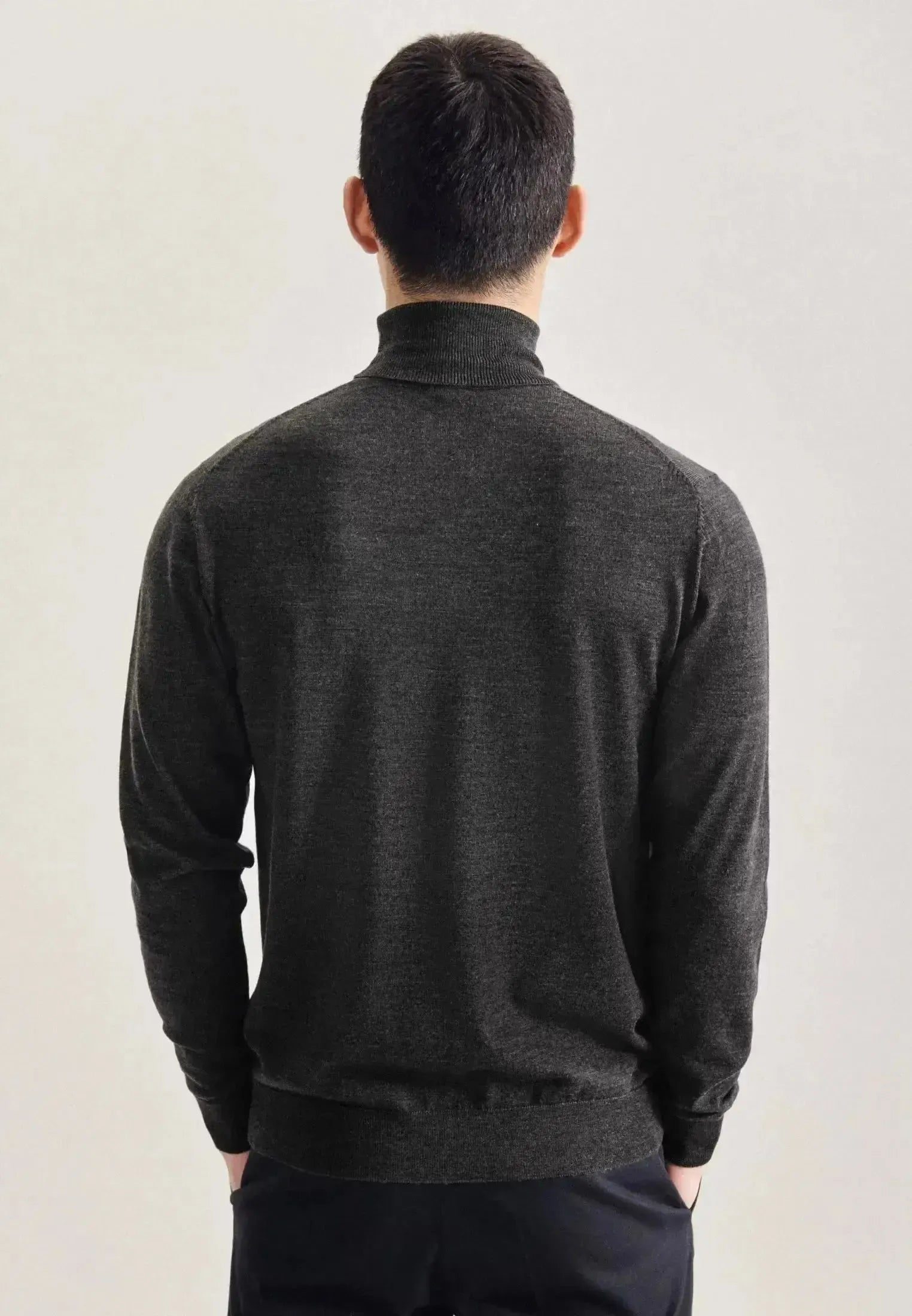 Seidensticker-Seidensticker Merino Wool Roll Neck Knit Grey-NORTHERN THREADS DESIGNER MENSWEAR