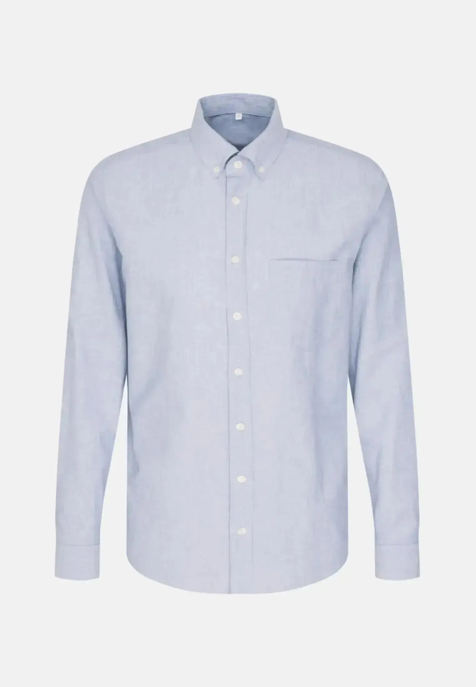 Seidensticker-Seidensticker Regular Fit Button Down Linen Blend Chambray Shirt Light Blue-NORTHERN THREADS DESIGNER MENSWEAR