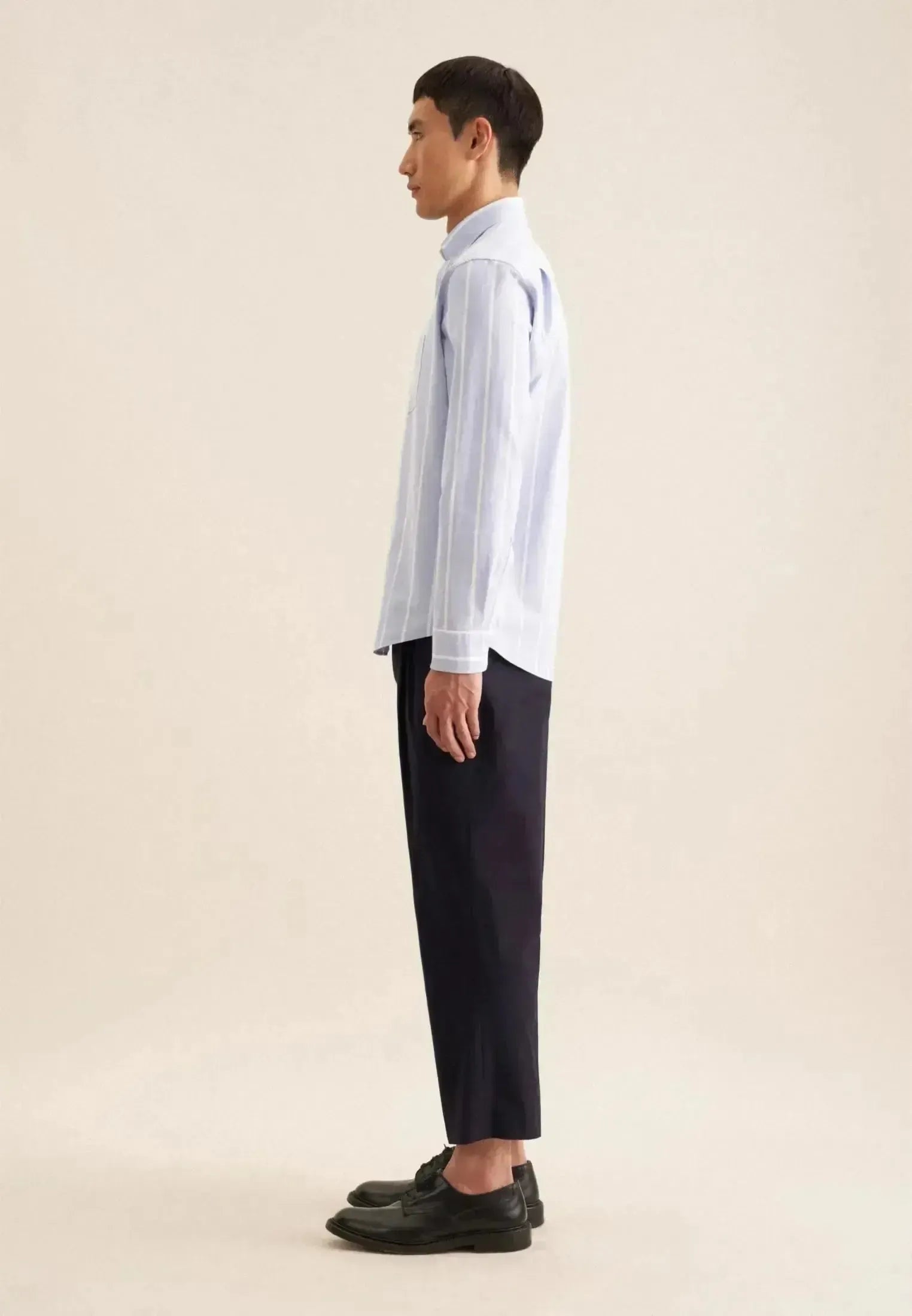 Seidensticker-Seidensticker Regular Fit Button Down Striped Oxford Shirt Light Blue-NORTHERN THREADS DESIGNER MENSWEAR