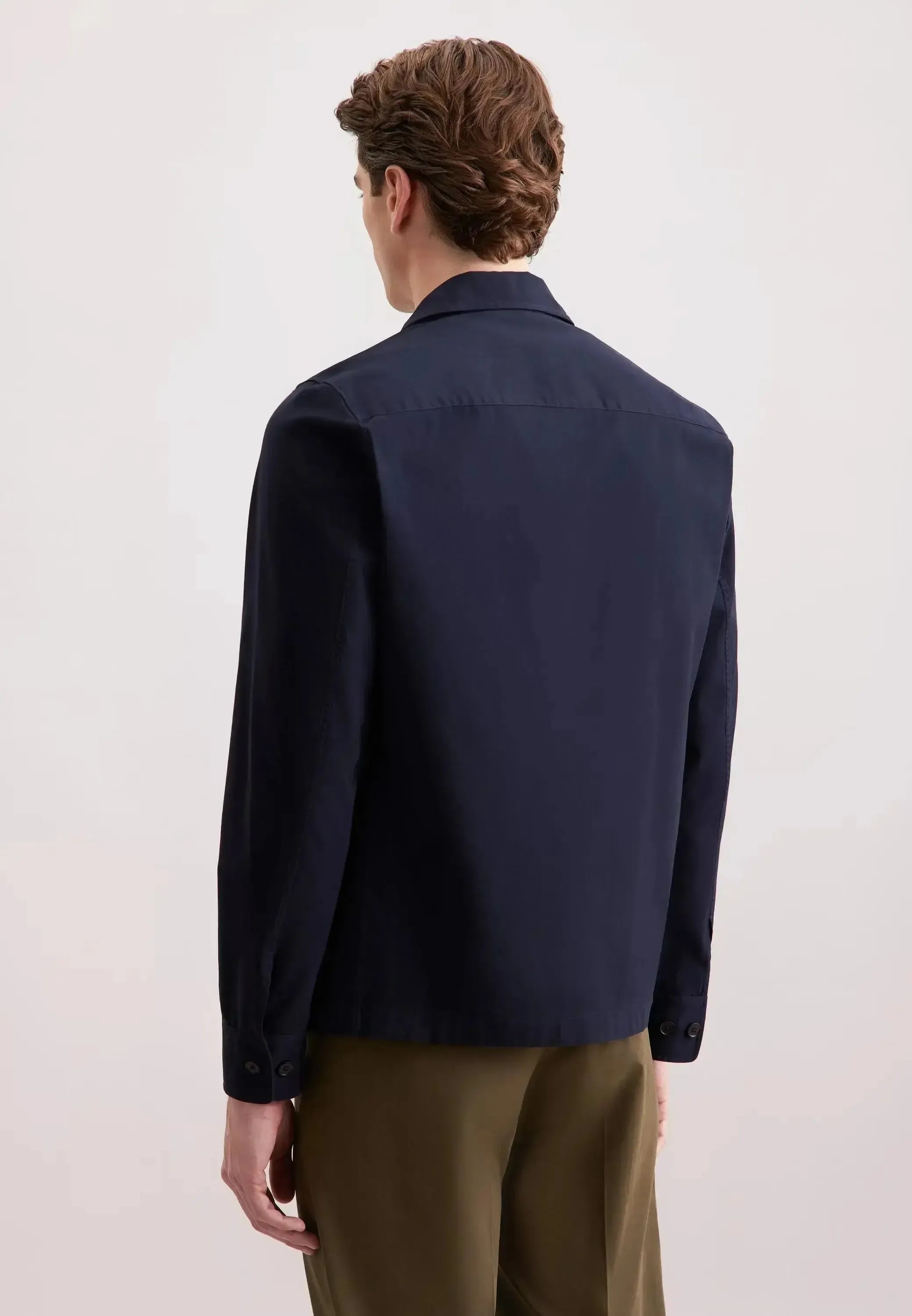 Seidensticker-Seidensticker Regular Fit Cotton Twill Casual Lapel Jacket Dark Blue-NORTHERN THREADS DESIGNER MENSWEAR