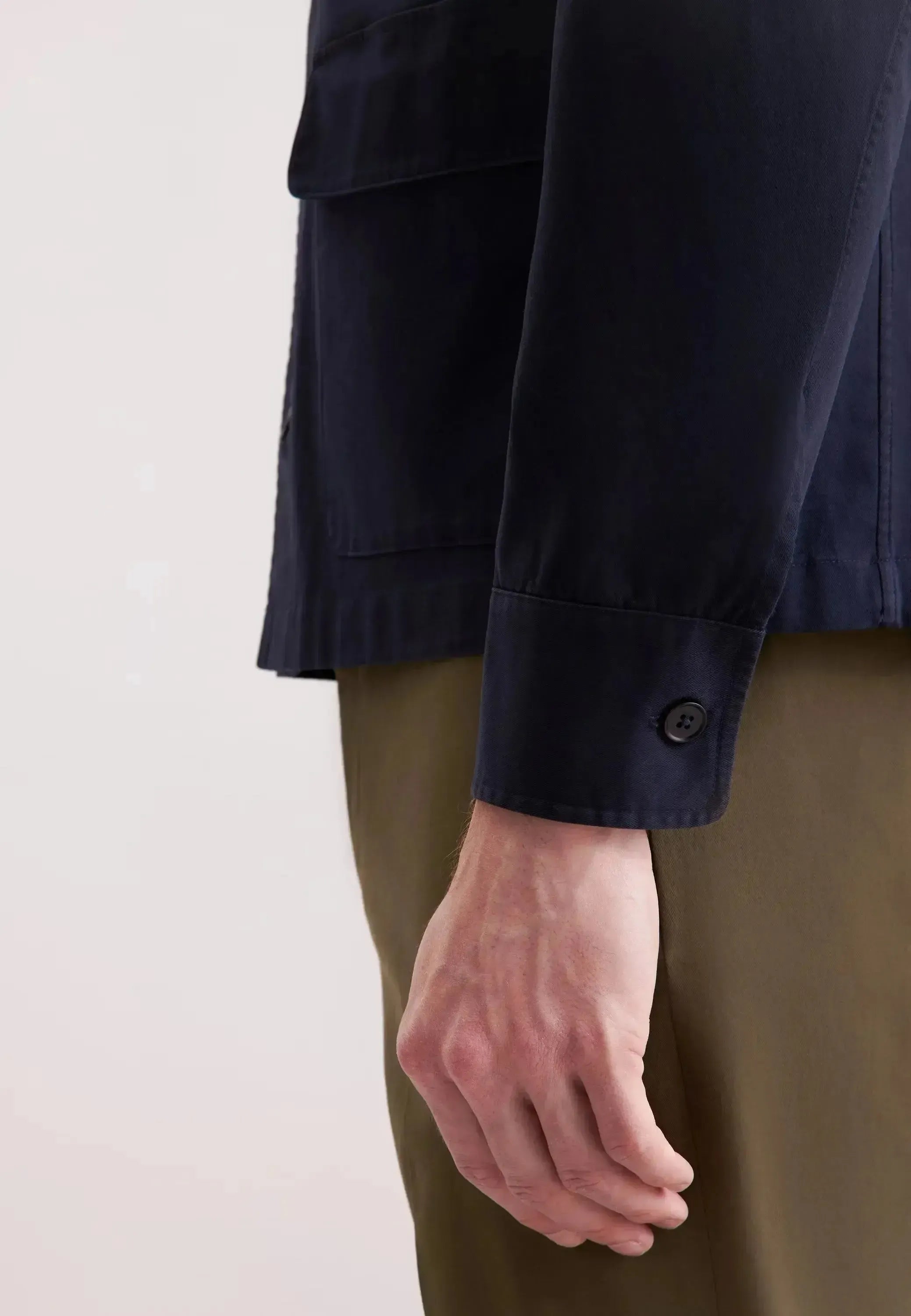 Seidensticker-Seidensticker Regular Fit Cotton Twill Casual Lapel Jacket Dark Blue-NORTHERN THREADS DESIGNER MENSWEAR