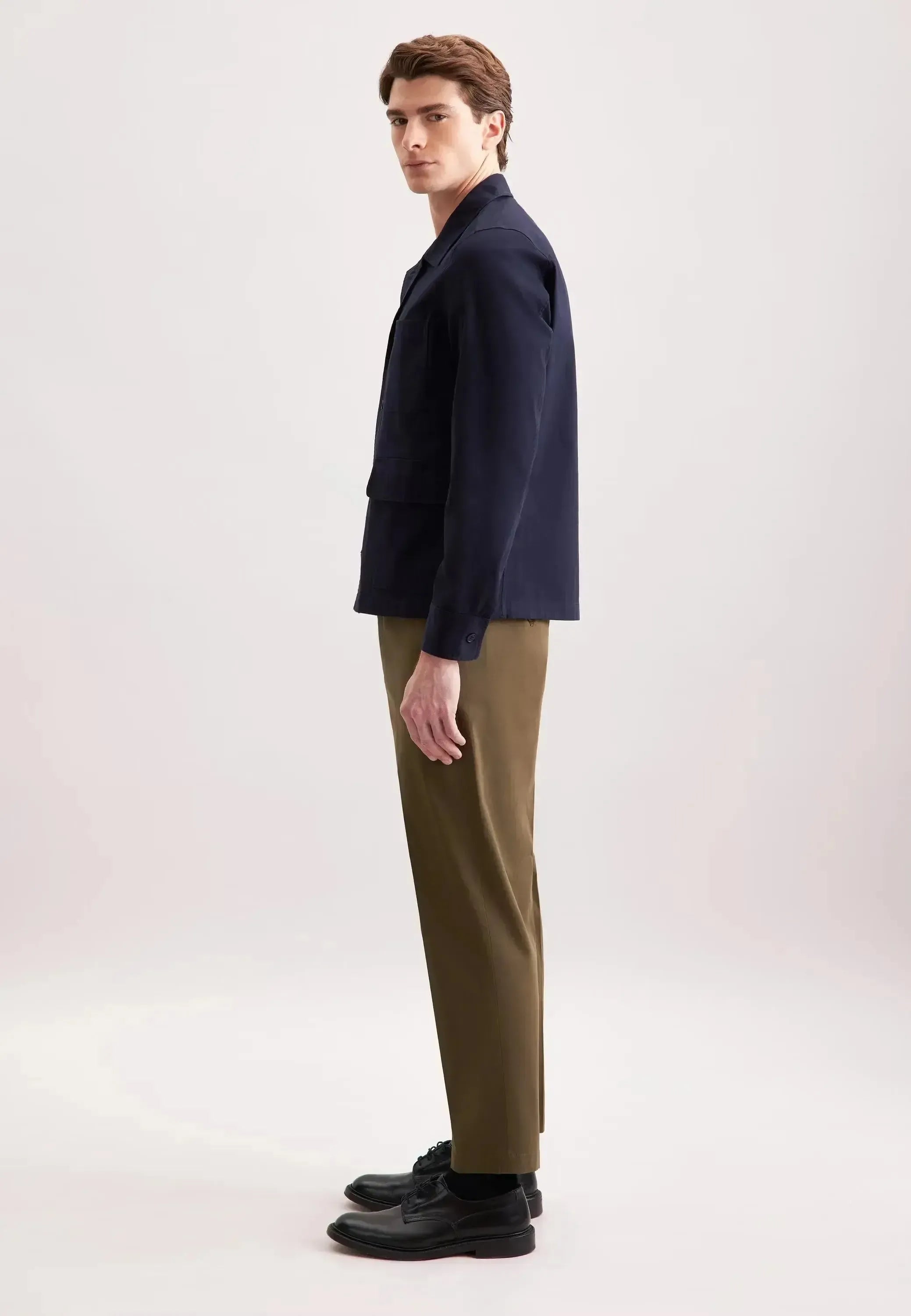 Seidensticker-Seidensticker Regular Fit Cotton Twill Casual Lapel Jacket Dark Blue-NORTHERN THREADS DESIGNER MENSWEAR