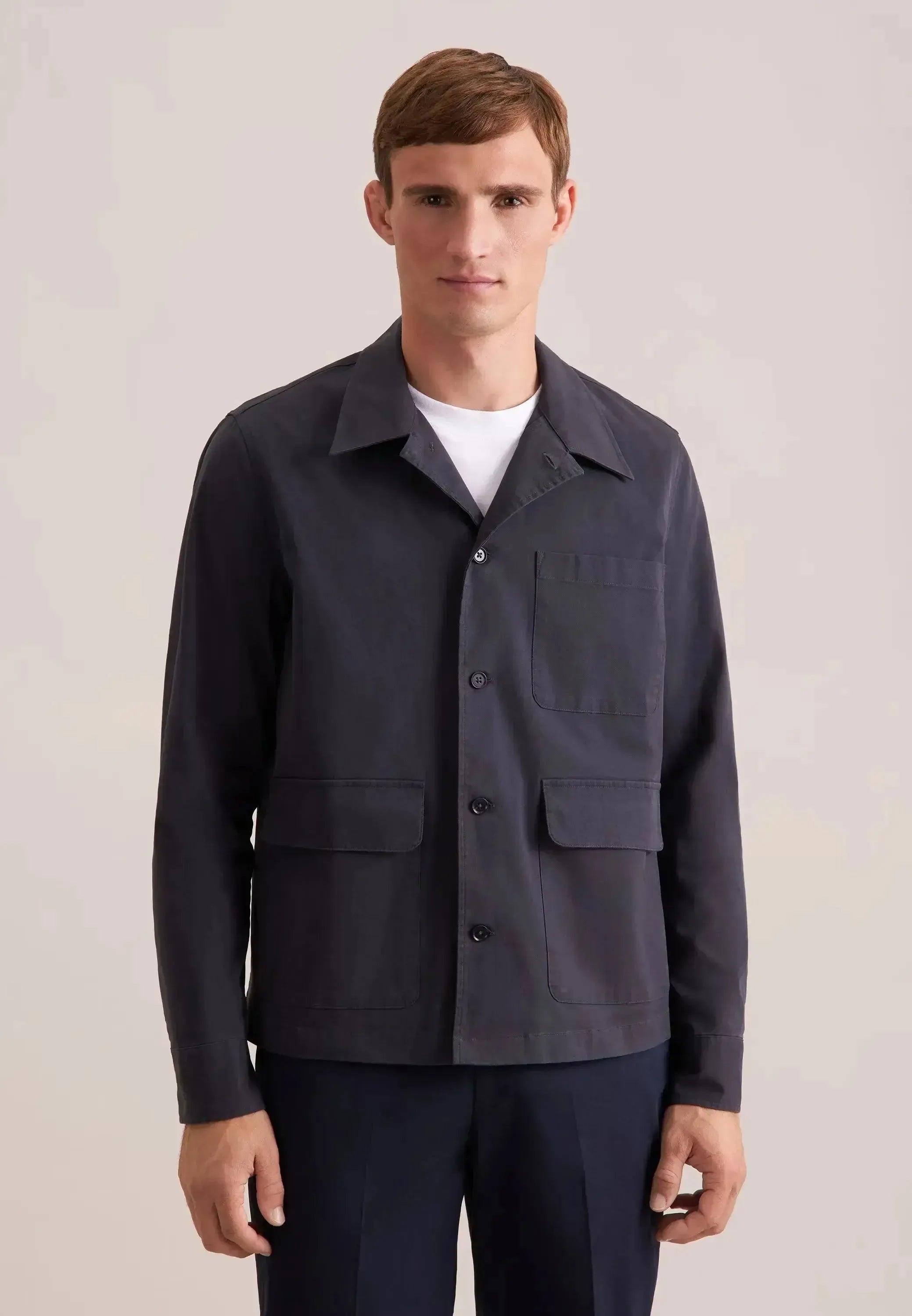 Seidensticker-Seidensticker Regular Fit Cotton Twill Casual Lapel Jacket Grey-NORTHERN THREADS DESIGNER MENSWEAR