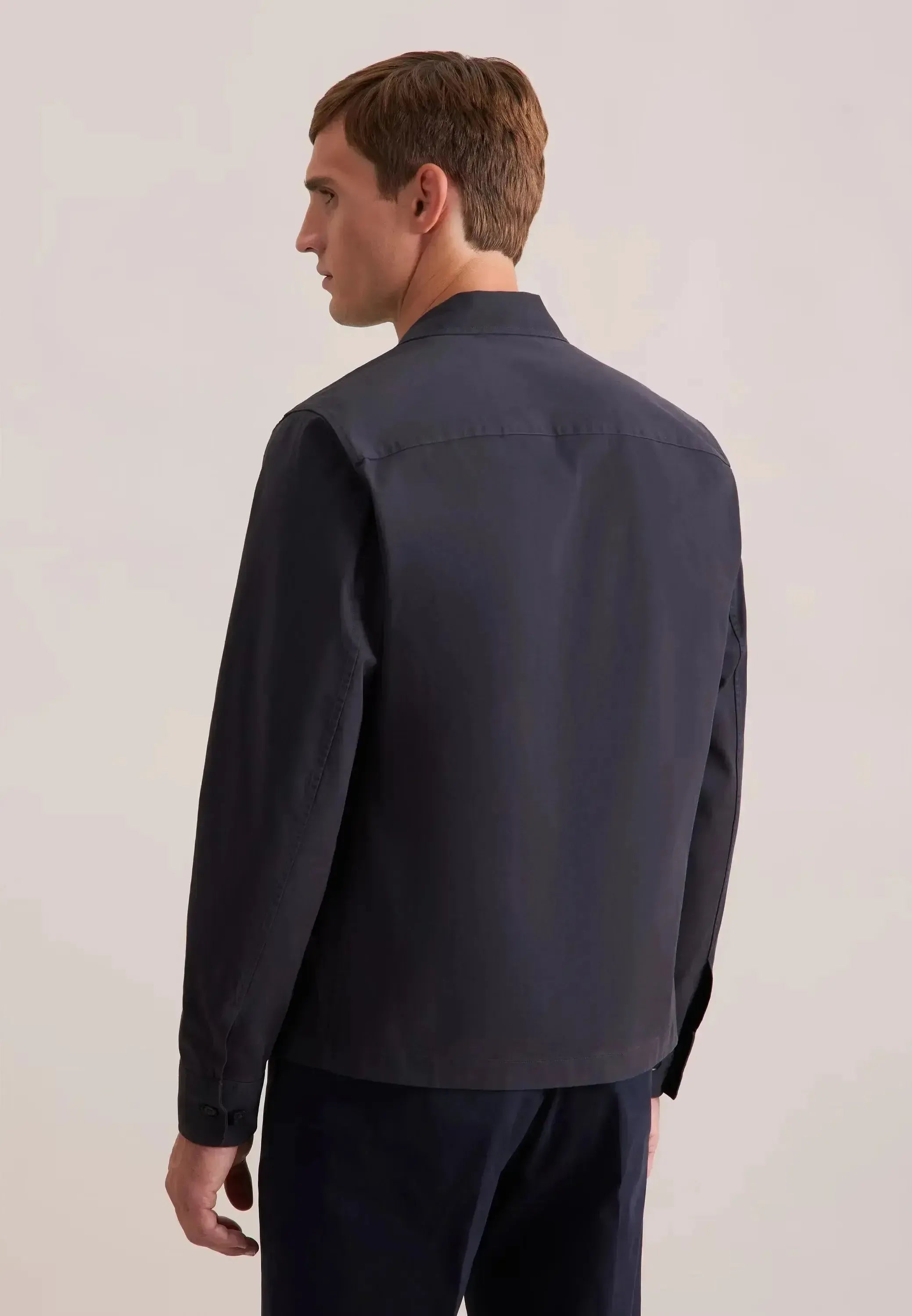 Seidensticker-Seidensticker Regular Fit Cotton Twill Casual Lapel Jacket Grey-NORTHERN THREADS DESIGNER MENSWEAR