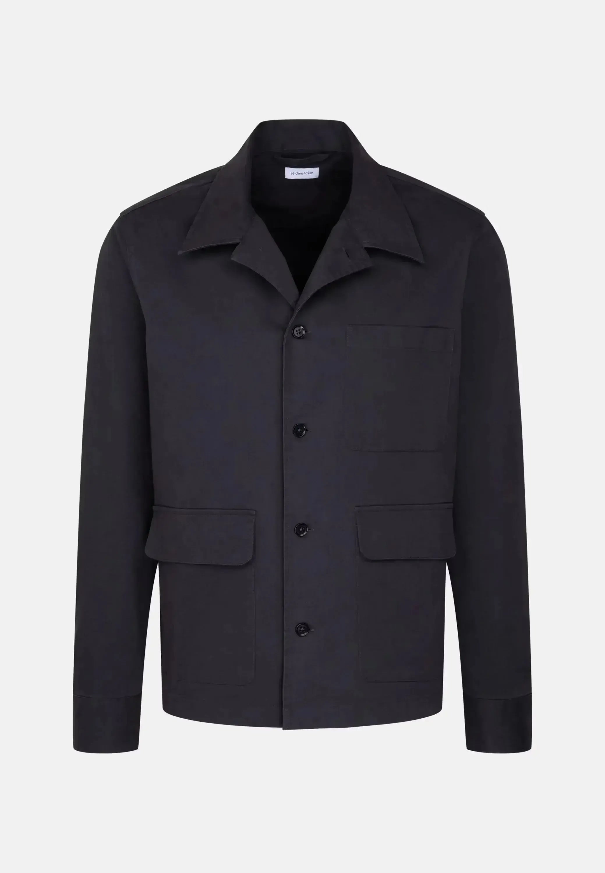 Seidensticker-Seidensticker Regular Fit Cotton Twill Casual Lapel Jacket Grey-NORTHERN THREADS DESIGNER MENSWEAR