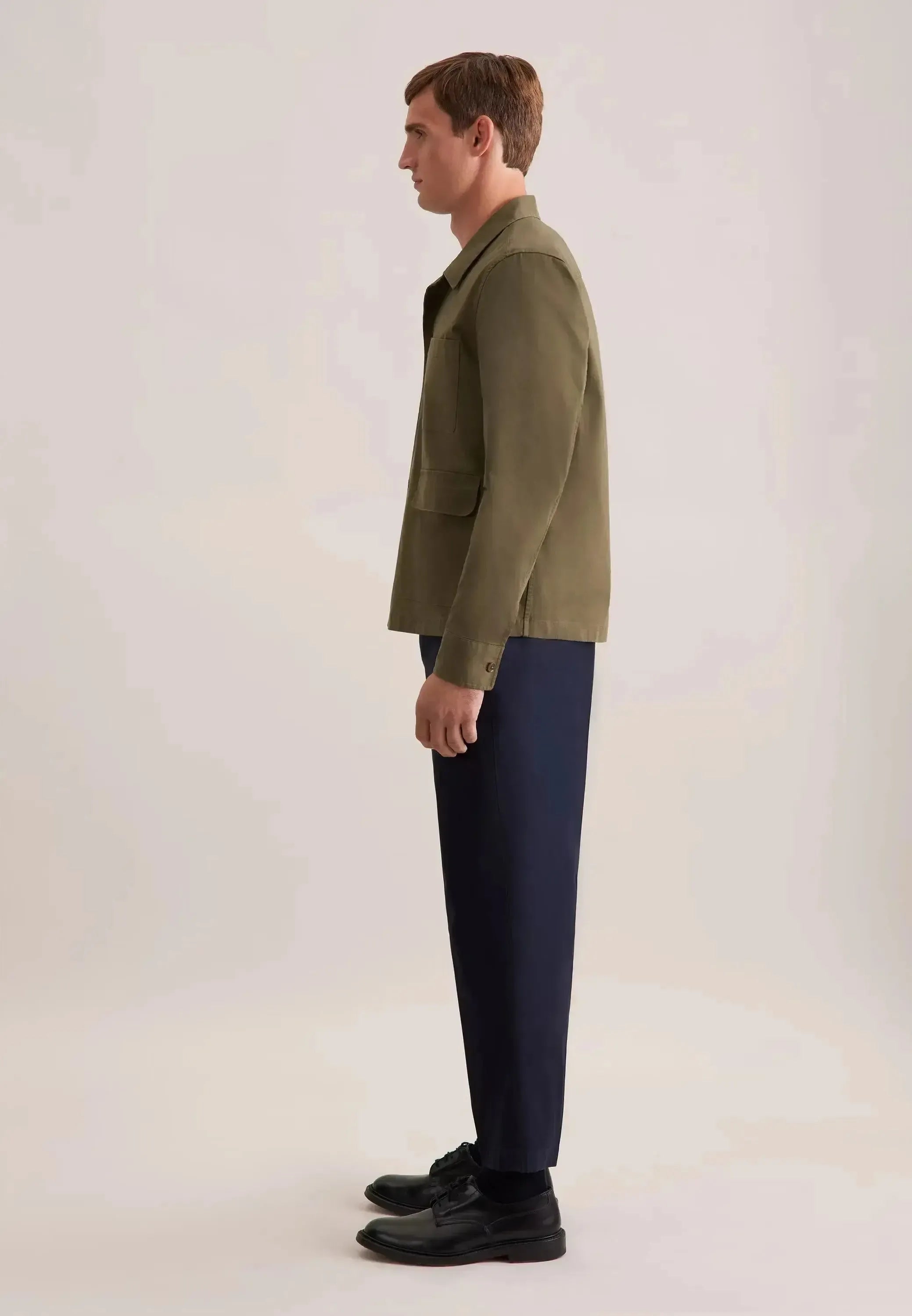 Seidensticker-Seidensticker Regular Fit Cotton Twill Casual Lapel Jacket Olive-NORTHERN THREADS DESIGNER MENSWEAR