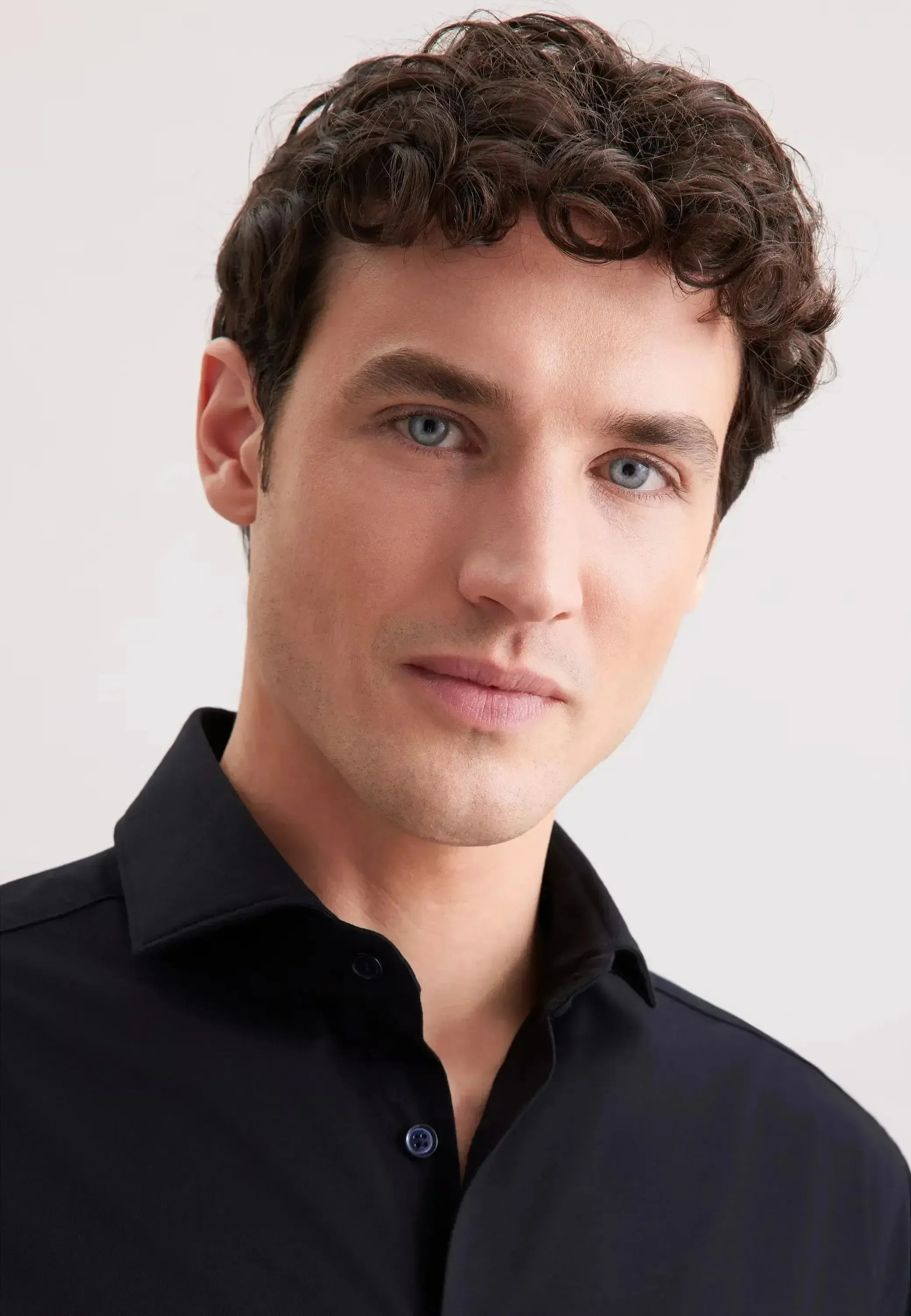 Seidensticker-Seidensticker Regular Fit Kent Collar Jersey Shirt Black-NORTHERN THREADS DESIGNER MENSWEAR