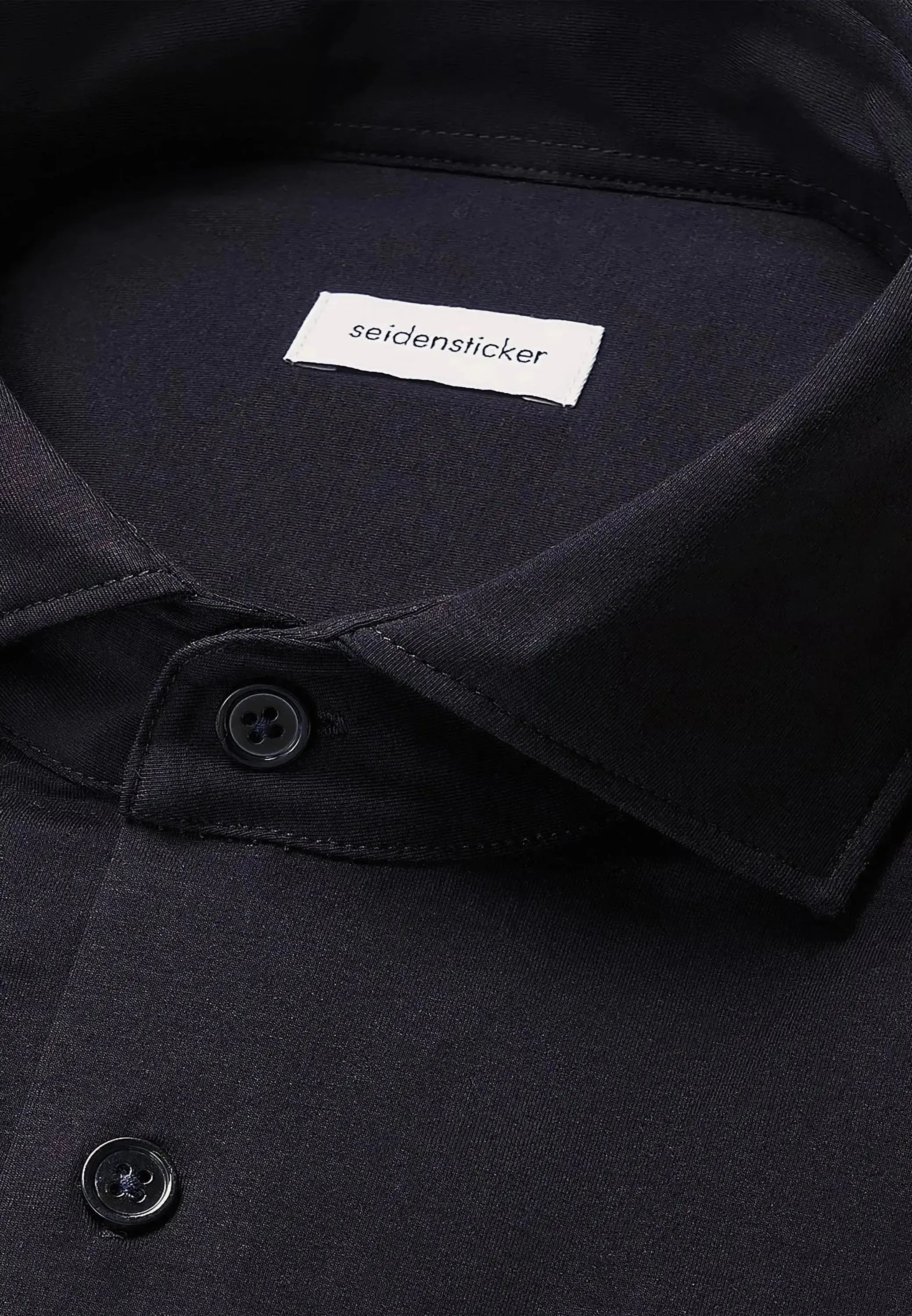 Seidensticker-Seidensticker Regular Fit Kent Collar Jersey Shirt Black-NORTHERN THREADS DESIGNER MENSWEAR