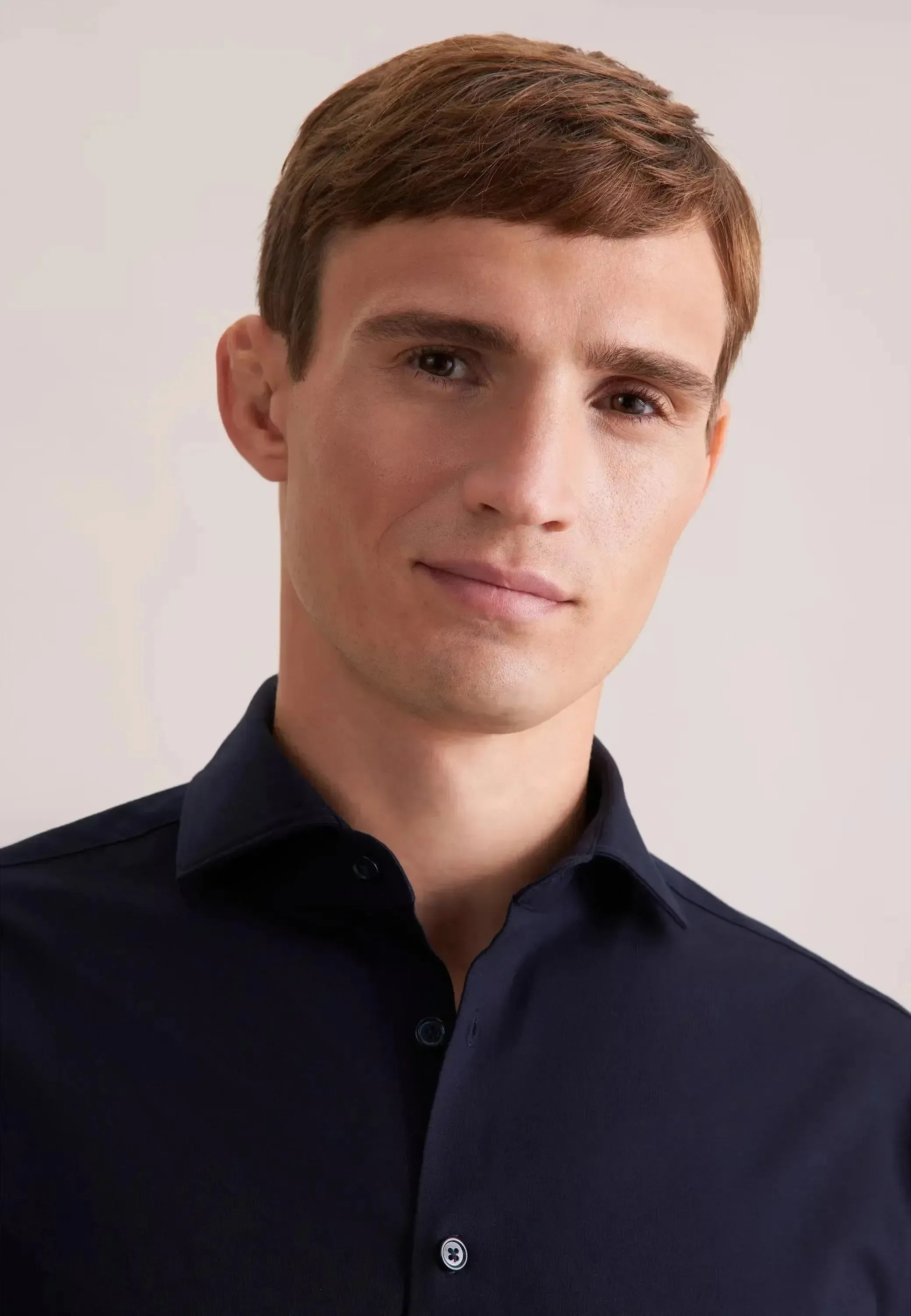 Seidensticker-Seidensticker Regular Fit Kent Collar Jersey Shirt Dark Blue-NORTHERN THREADS DESIGNER MENSWEAR