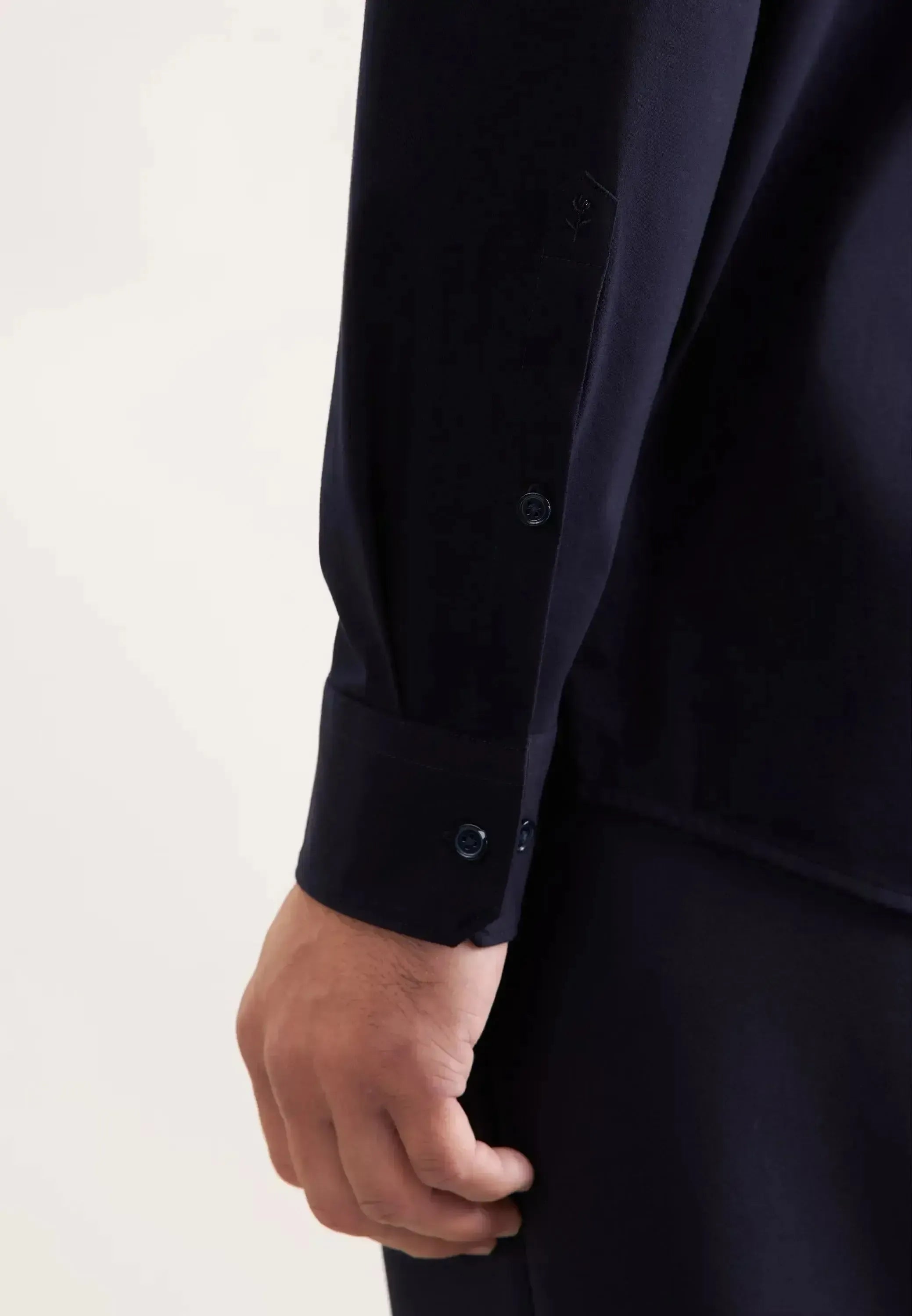 Seidensticker-Seidensticker Regular Fit Kent Collar Jersey Shirt Dark Blue-NORTHERN THREADS DESIGNER MENSWEAR