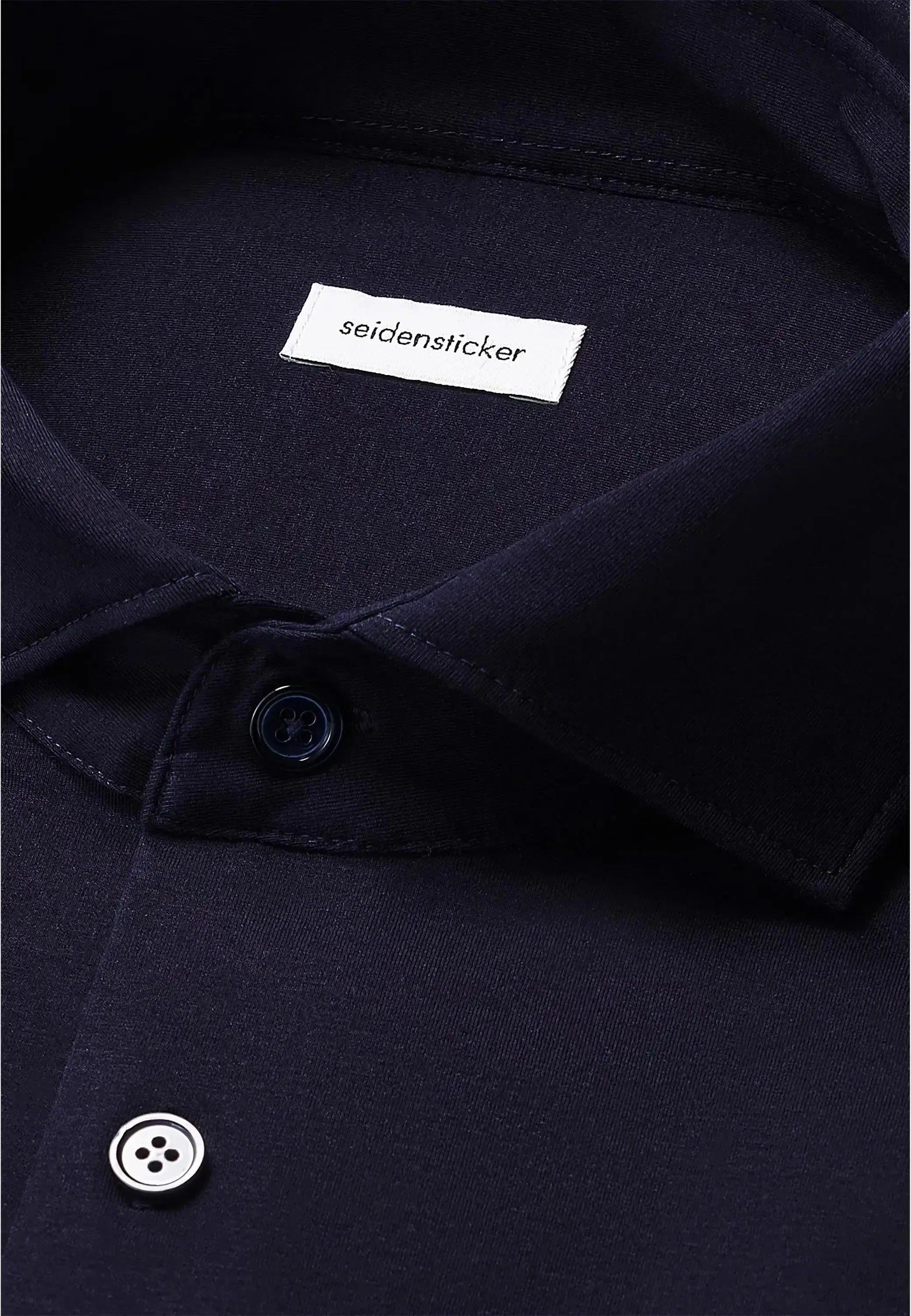 Seidensticker-Seidensticker Regular Fit Kent Collar Jersey Shirt Dark Blue-NORTHERN THREADS DESIGNER MENSWEAR