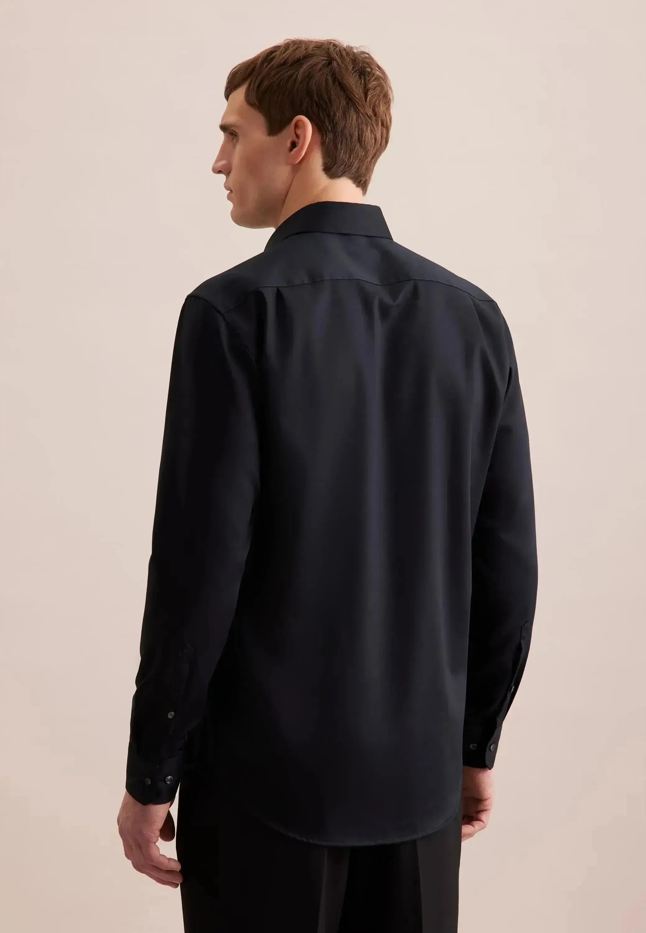 Seidensticker-Seidensticker Regular Fit No Iron New Kent Business Shirt Black-NORTHERN THREADS DESIGNER MENSWEAR