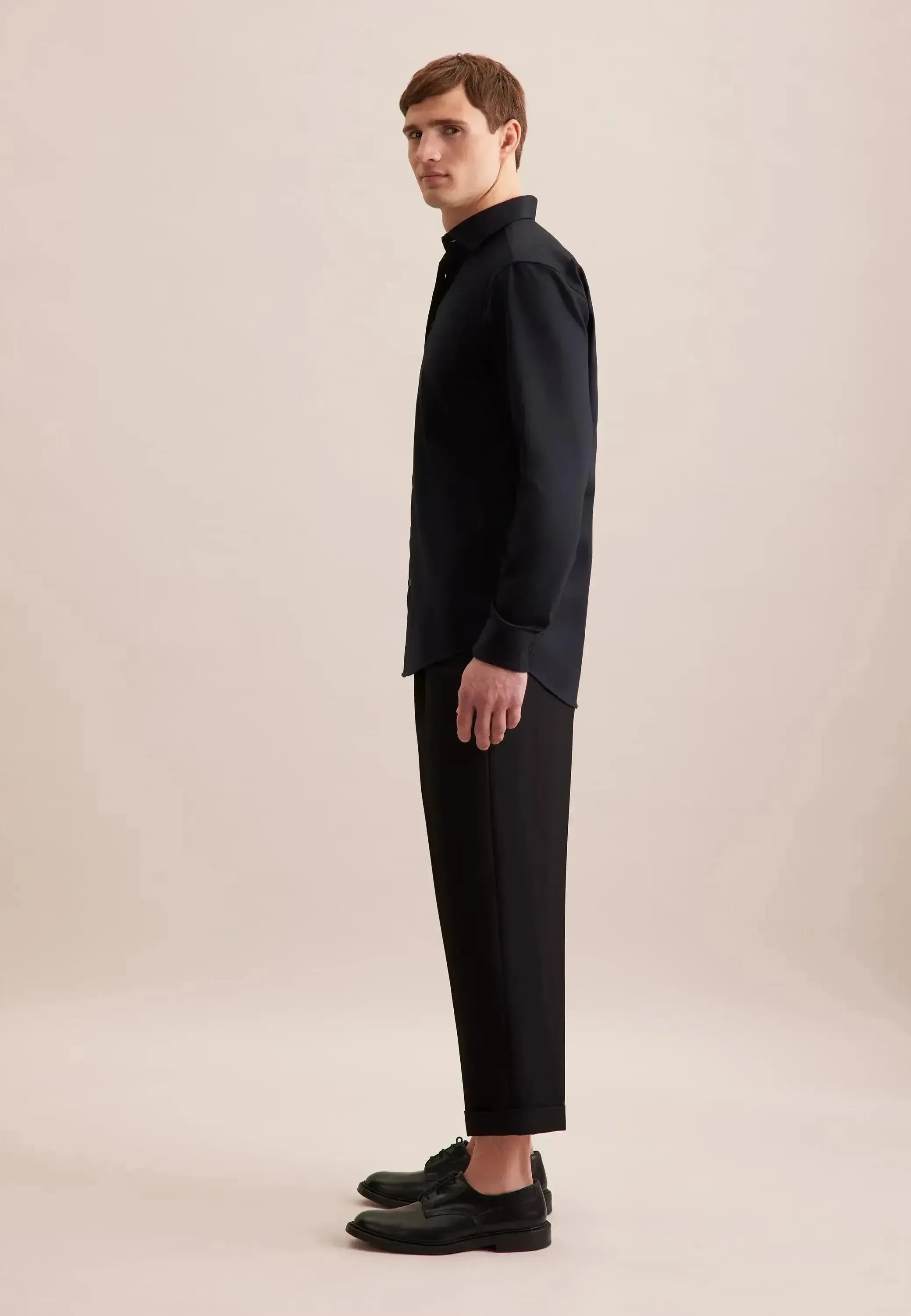 Seidensticker-Seidensticker Regular Fit No Iron New Kent Business Shirt Black-NORTHERN THREADS DESIGNER MENSWEAR