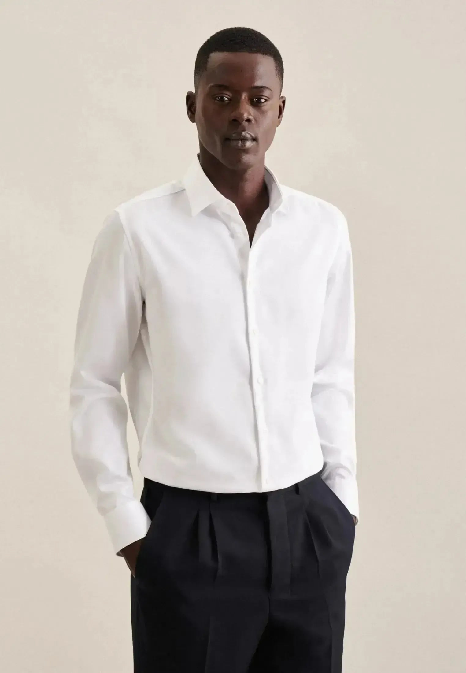 Seidensticker-Seidensticker Regular Fit No Iron New Kent Combi Cuff Business Shirt White-NORTHERN THREADS DESIGNER MENSWEAR