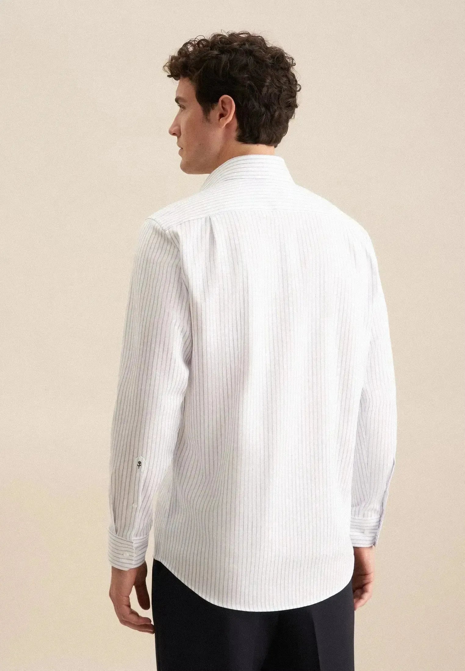 Seidensticker-Seidensticker Regular Fit No Iron Spread Kent Striped Business Shirt Light Blue-NORTHERN THREADS DESIGNER MENSWEAR