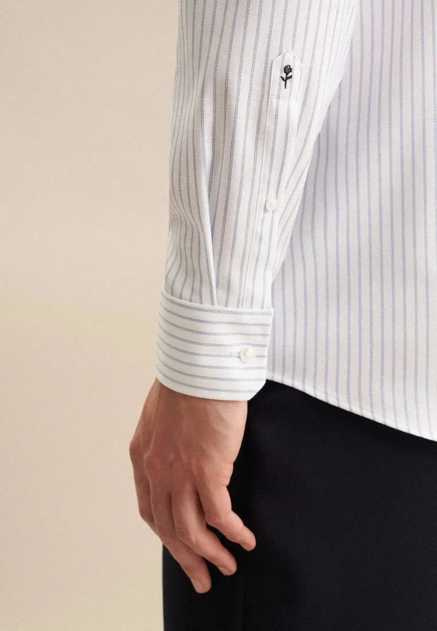 Seidensticker-Seidensticker Regular Fit No Iron Spread Kent Striped Business Shirt Light Blue-NORTHERN THREADS DESIGNER MENSWEAR