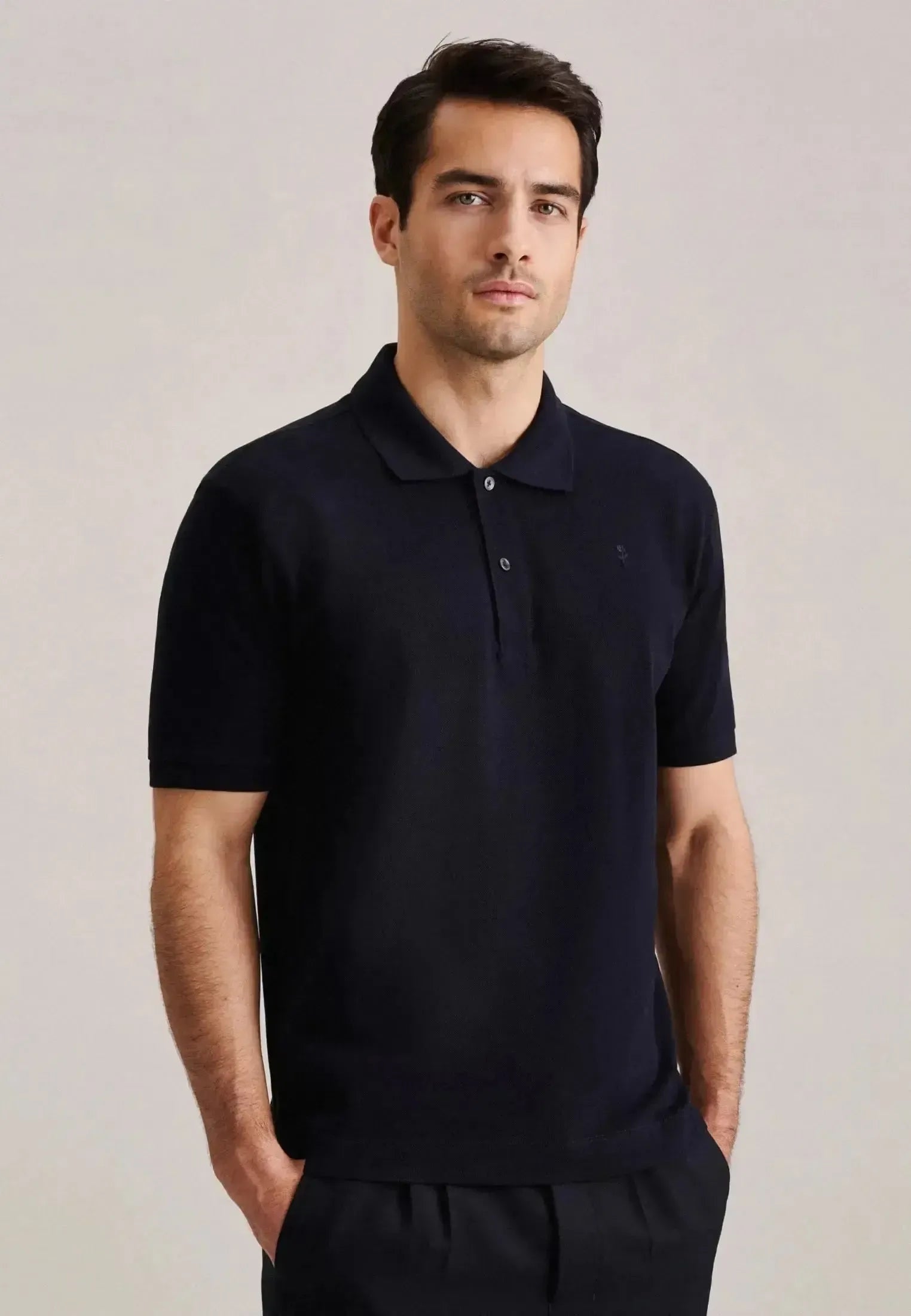 Seidensticker-Seidensticker Regular Fit Pique Polo Shirt Dark Blue-NORTHERN THREADS DESIGNER MENSWEAR