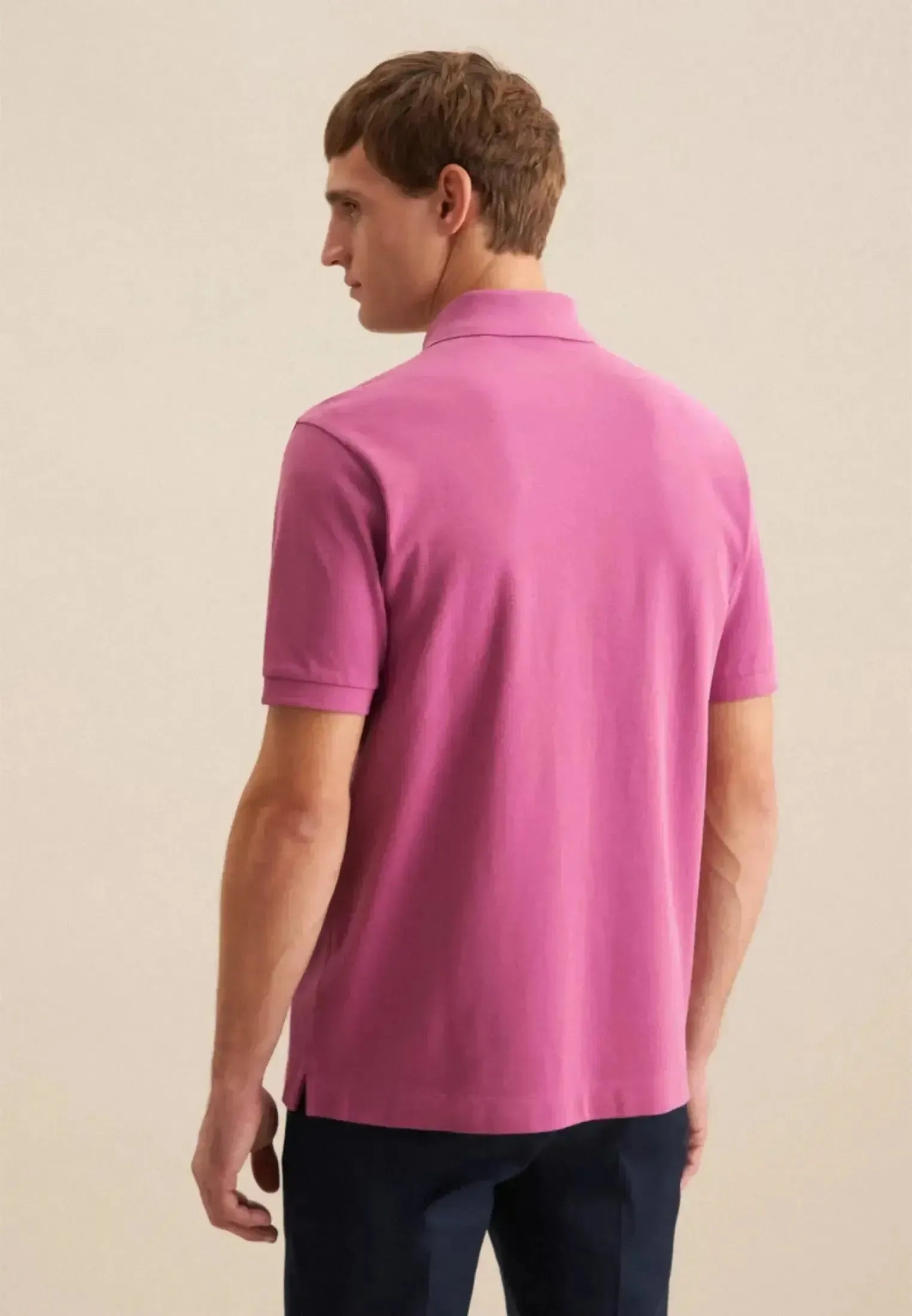 Seidensticker-Seidensticker Regular Fit Pique Polo Shirt Dark Pink-NORTHERN THREADS DESIGNER MENSWEAR