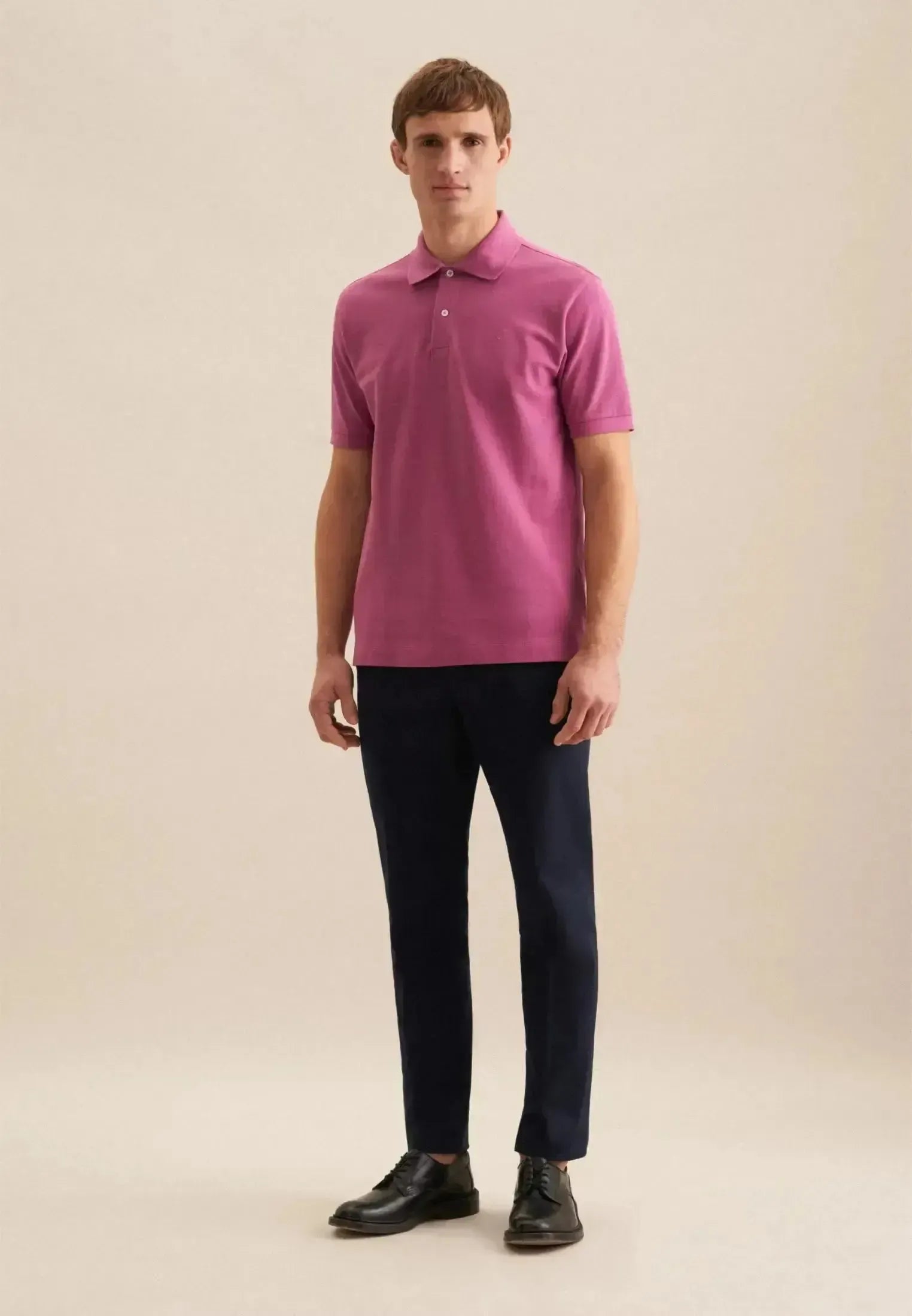 Seidensticker-Seidensticker Regular Fit Pique Polo Shirt Dark Pink-NORTHERN THREADS DESIGNER MENSWEAR