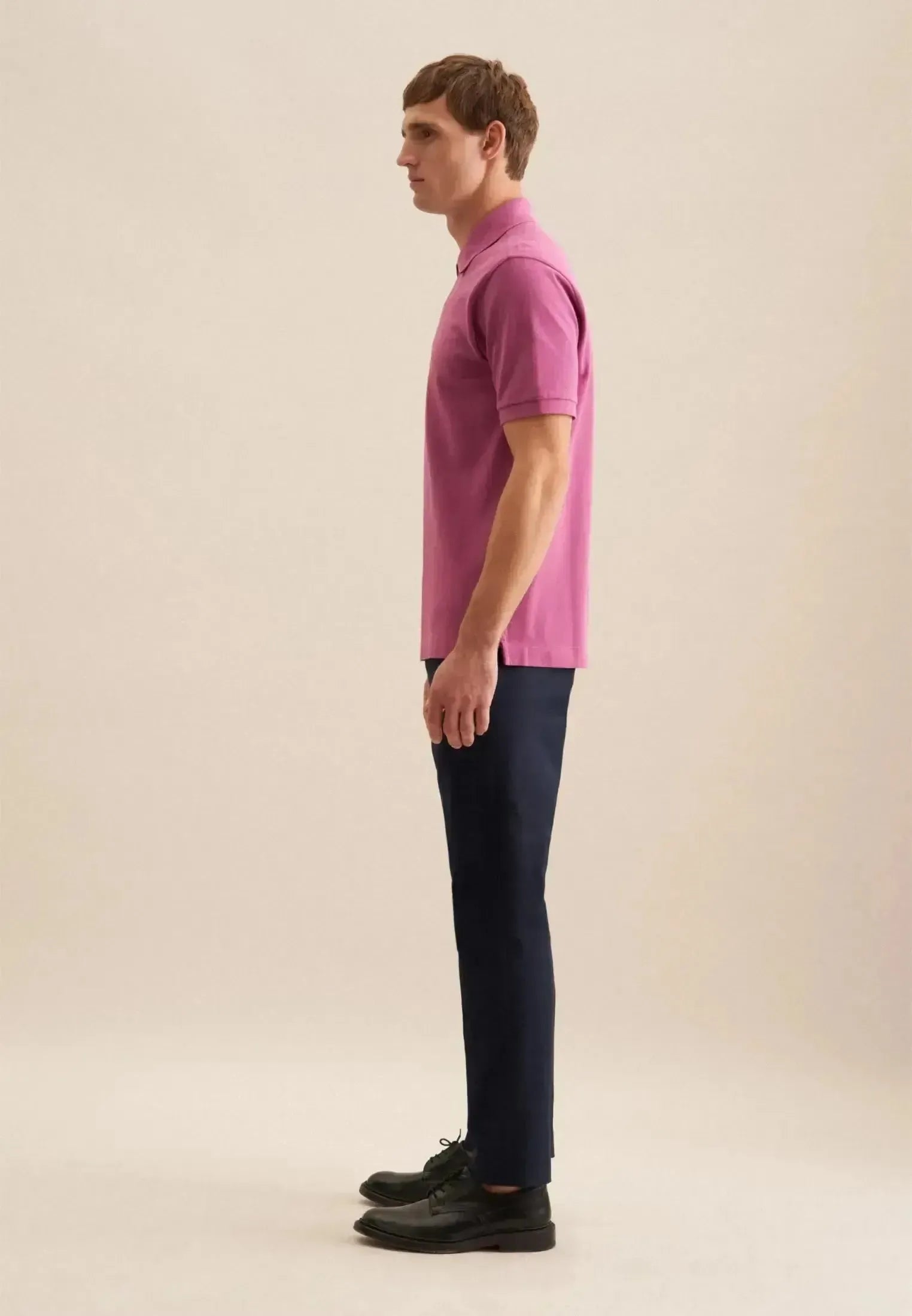 Seidensticker-Seidensticker Regular Fit Pique Polo Shirt Dark Pink-NORTHERN THREADS DESIGNER MENSWEAR