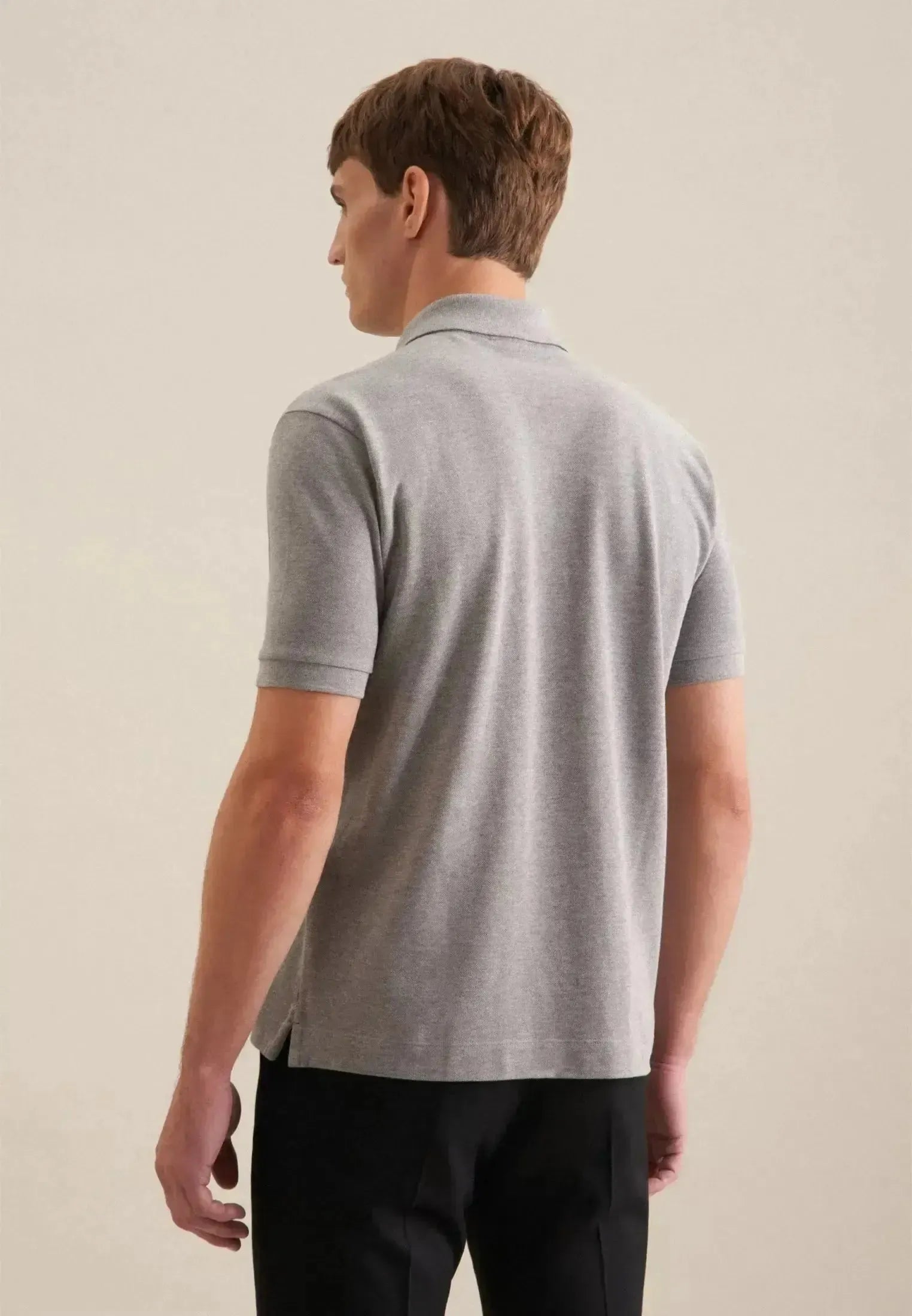 Seidensticker-Seidensticker Regular Fit Pique Polo Shirt Light Grey-NORTHERN THREADS DESIGNER MENSWEAR