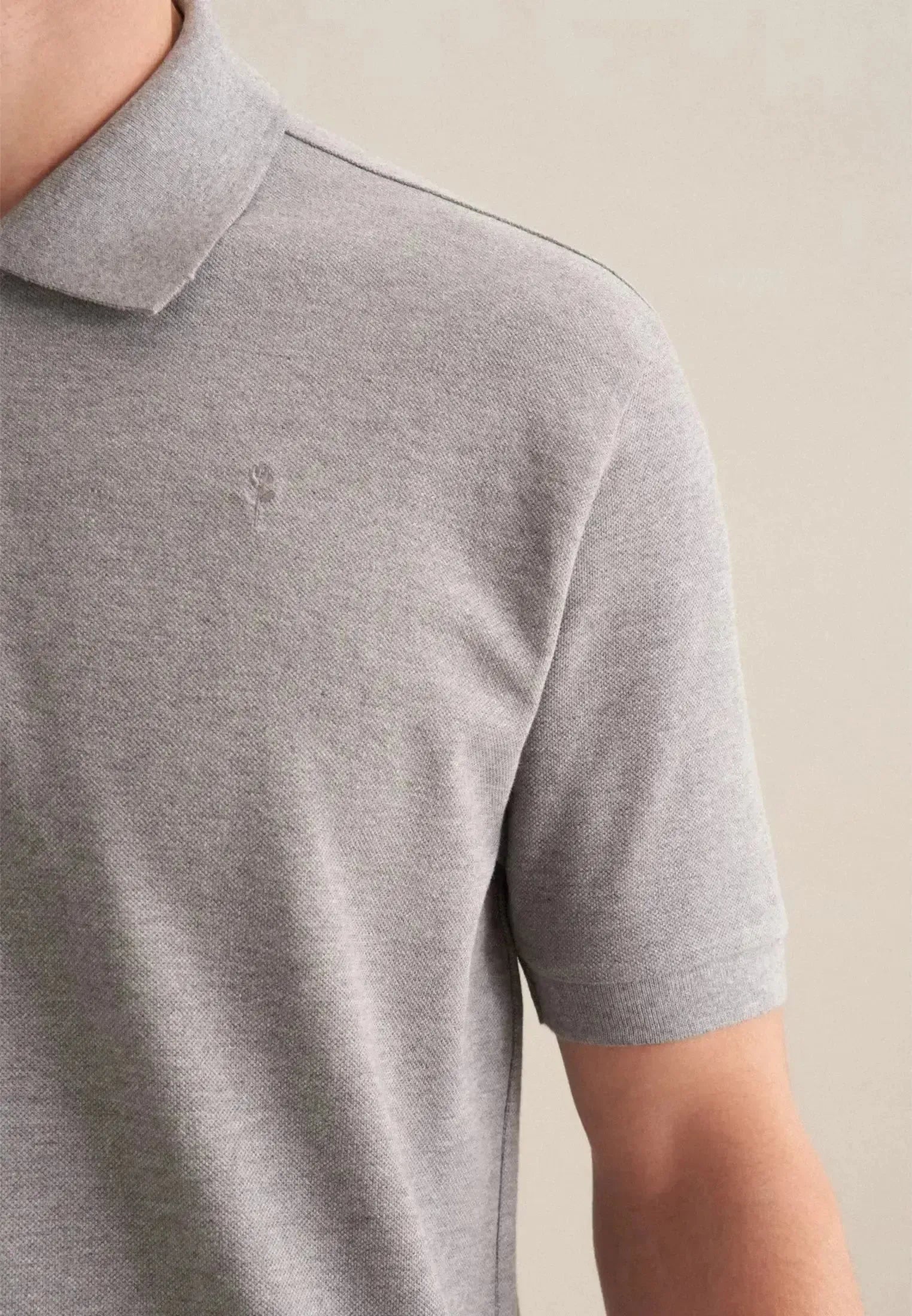 Seidensticker-Seidensticker Regular Fit Pique Polo Shirt Light Grey-NORTHERN THREADS DESIGNER MENSWEAR