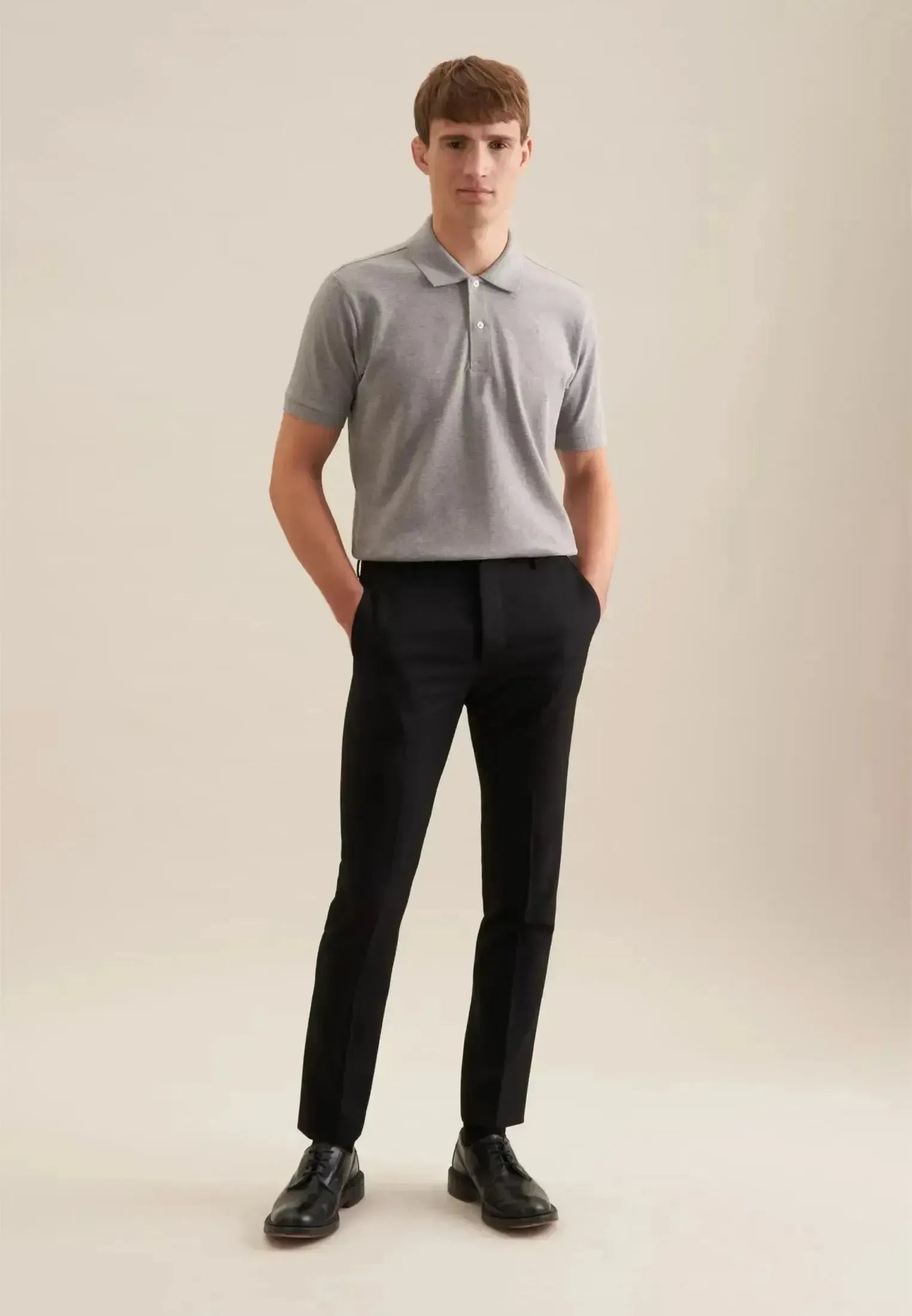 Seidensticker-Seidensticker Regular Fit Pique Polo Shirt Light Grey-NORTHERN THREADS DESIGNER MENSWEAR