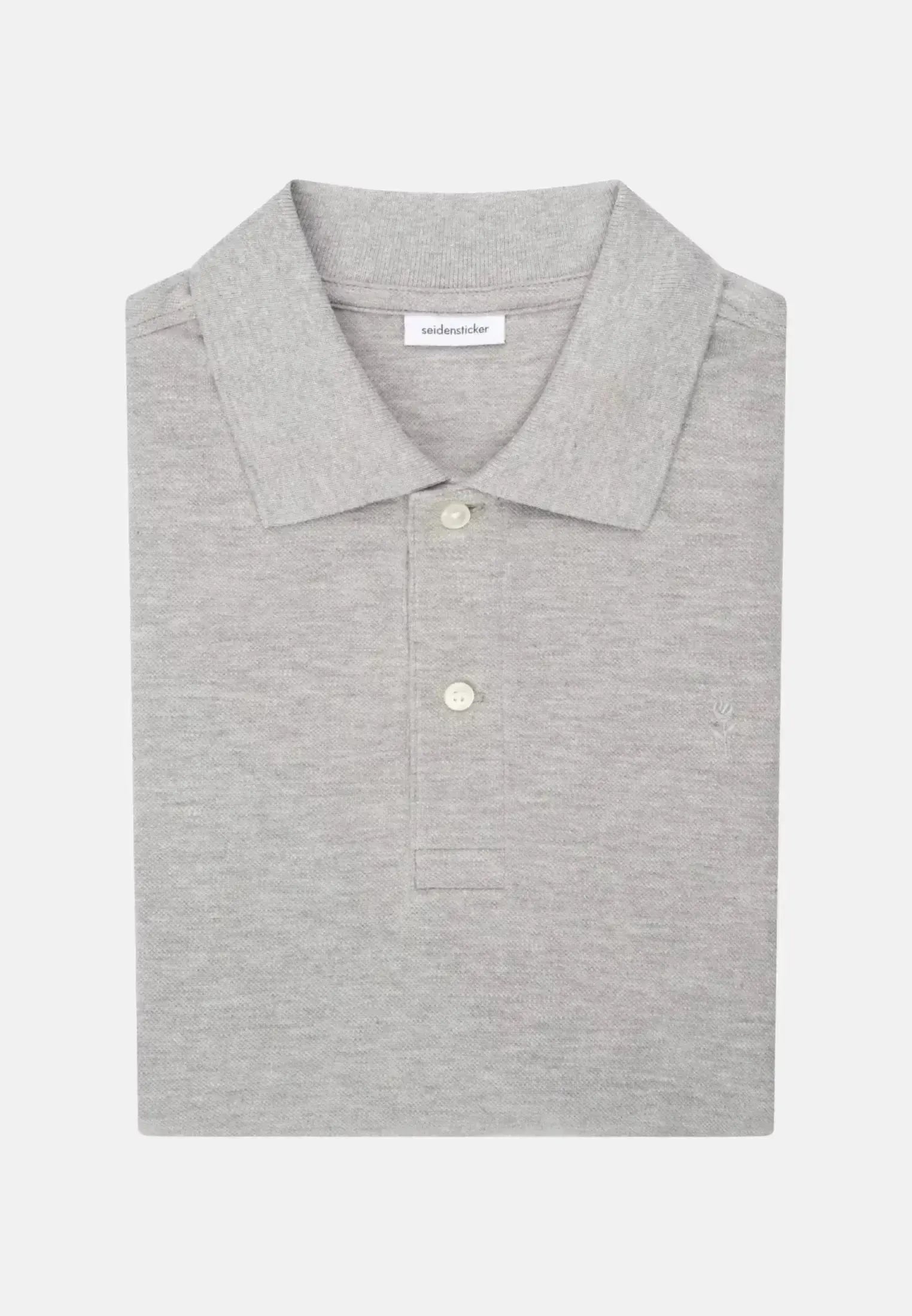 Seidensticker-Seidensticker Regular Fit Pique Polo Shirt Light Grey-NORTHERN THREADS DESIGNER MENSWEAR