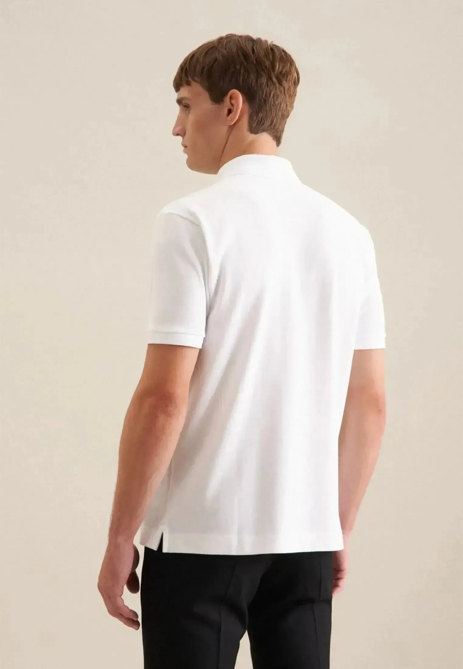 Seidensticker-Seidensticker Regular Fit Pique Polo Shirt White-NORTHERN THREADS DESIGNER MENSWEAR