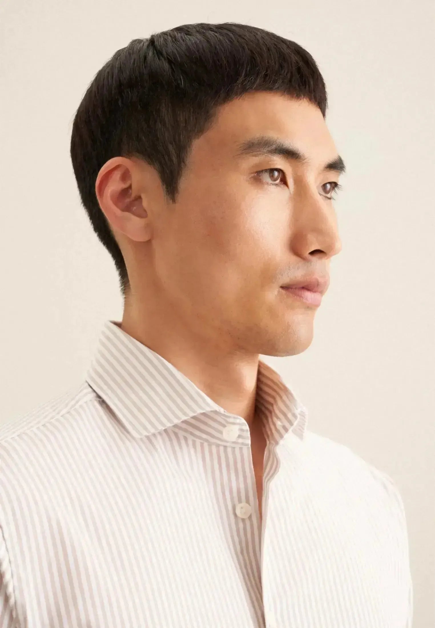 Seidensticker-Seidensticker Regular Fit Spread Kent Striped Casual Shirt Beige-NORTHERN THREADS DESIGNER MENSWEAR