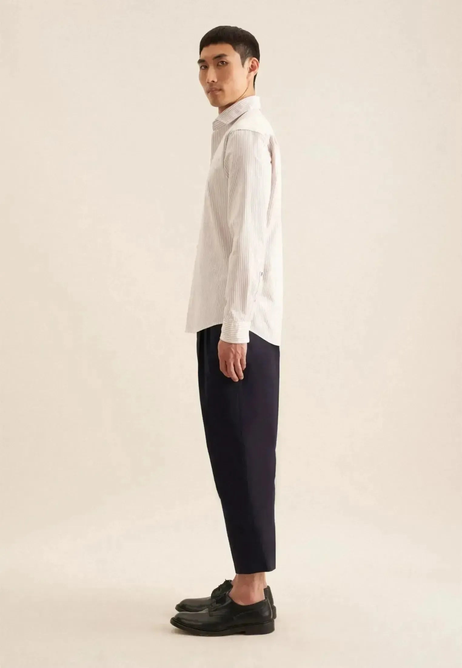 Seidensticker-Seidensticker Regular Fit Spread Kent Striped Casual Shirt Beige-NORTHERN THREADS DESIGNER MENSWEAR